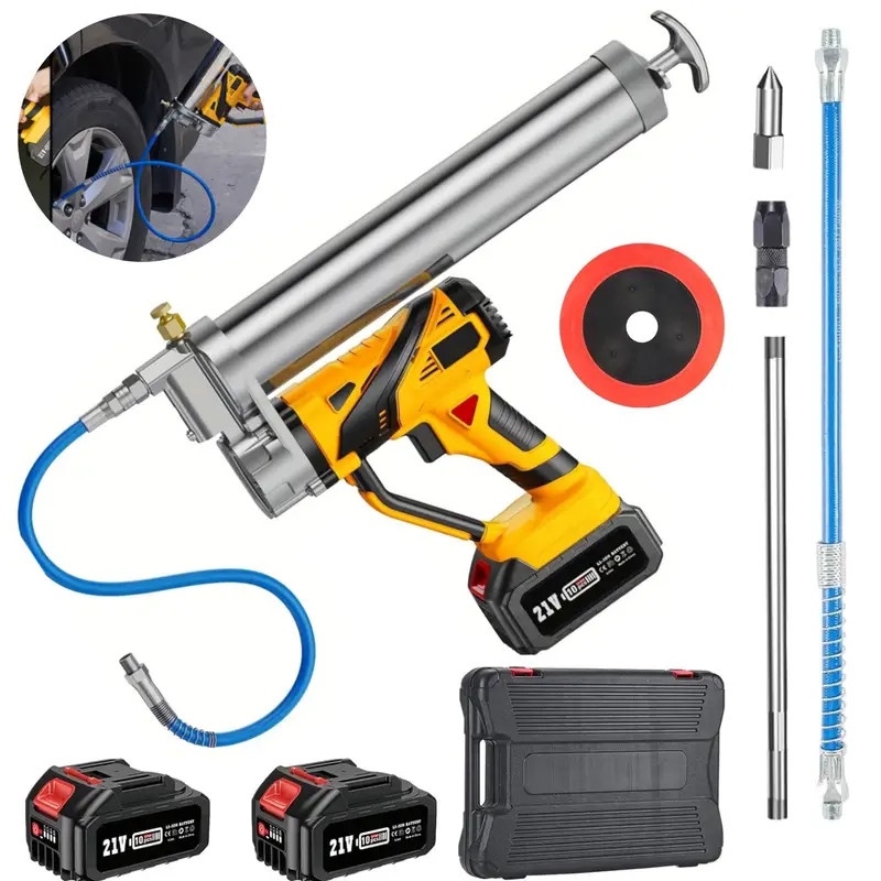 Grease Gun Battery Powered 12000 PSI Cordless Electric Grease Gun 2*4000 Battery