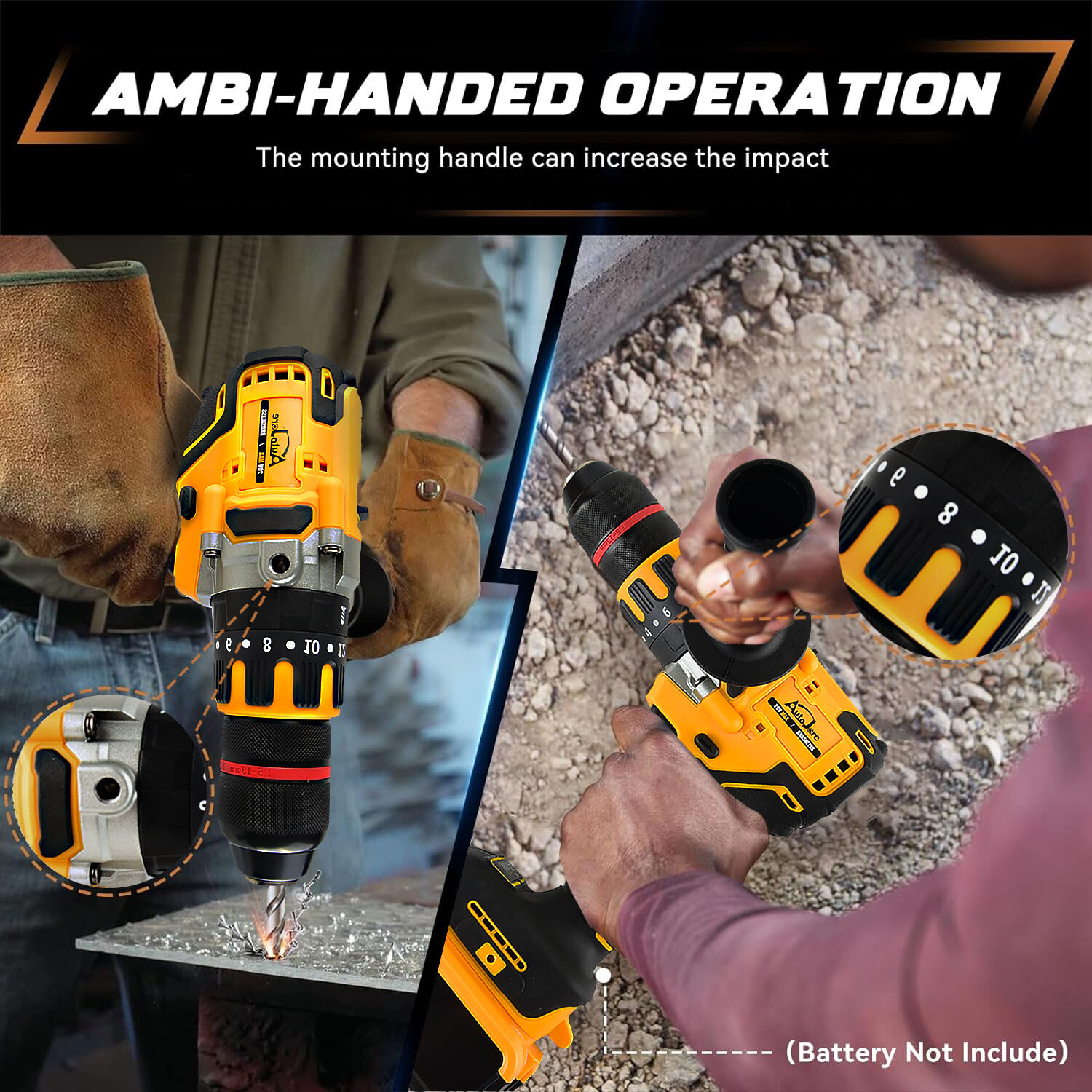 1/2″ Cordless Drill Driver for Dewalt 20V Battery, Brushless Compact Drill Tool