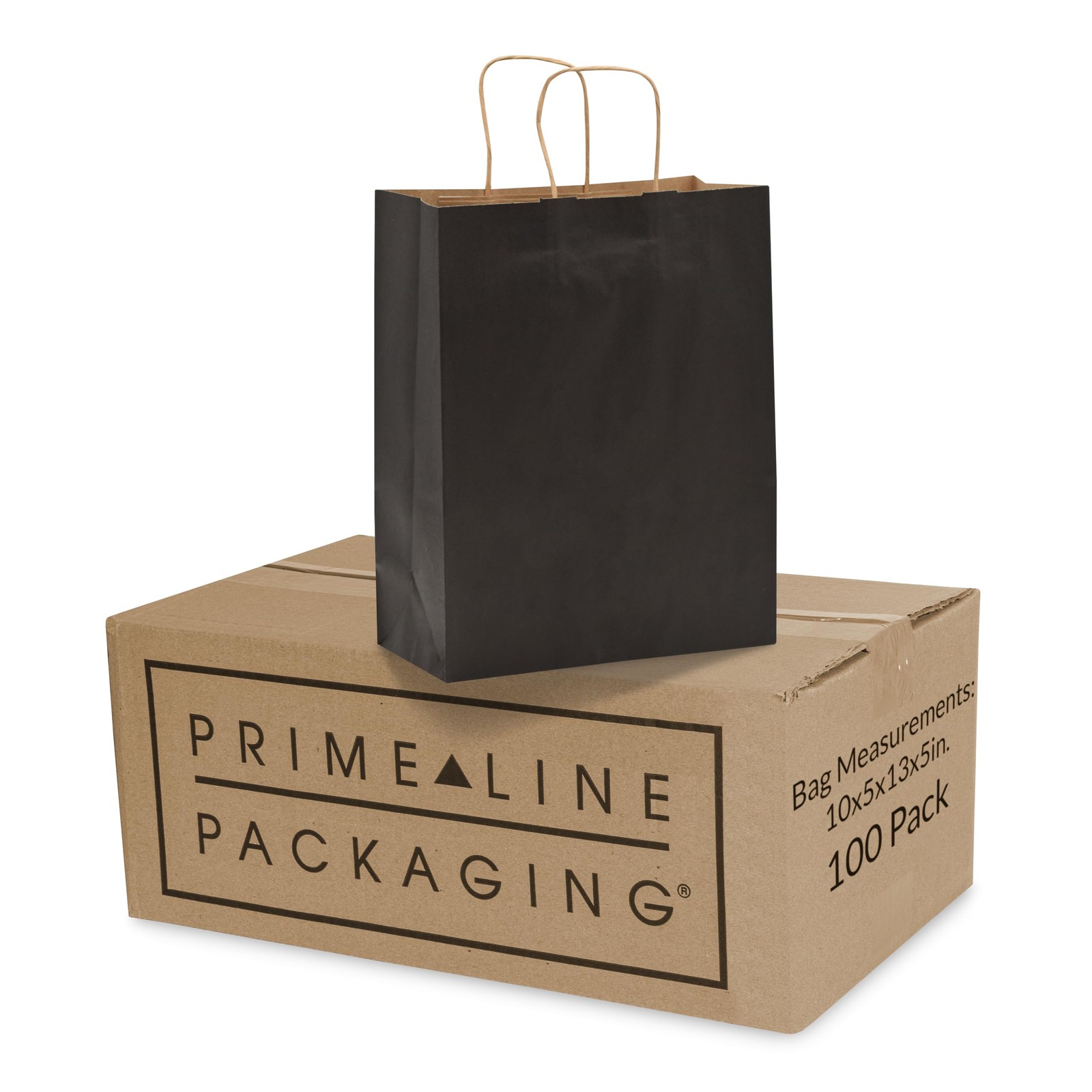 Prime Line Packaging Black Paper Bags Kraft Gift Bags Medium Handles for Small B