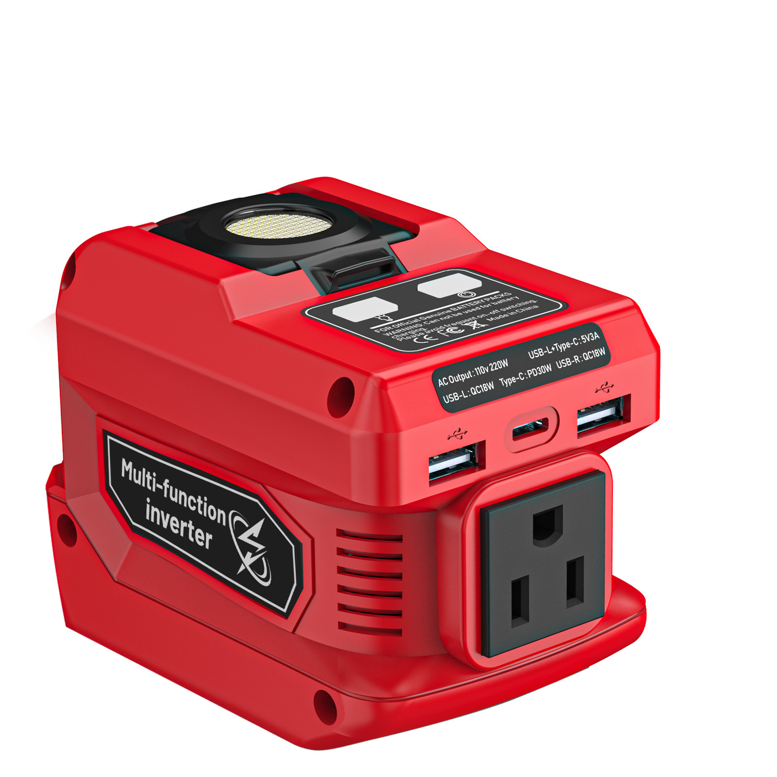220W Power Inverter for Milwaukee 18V Battery 140W USB Charger Camping