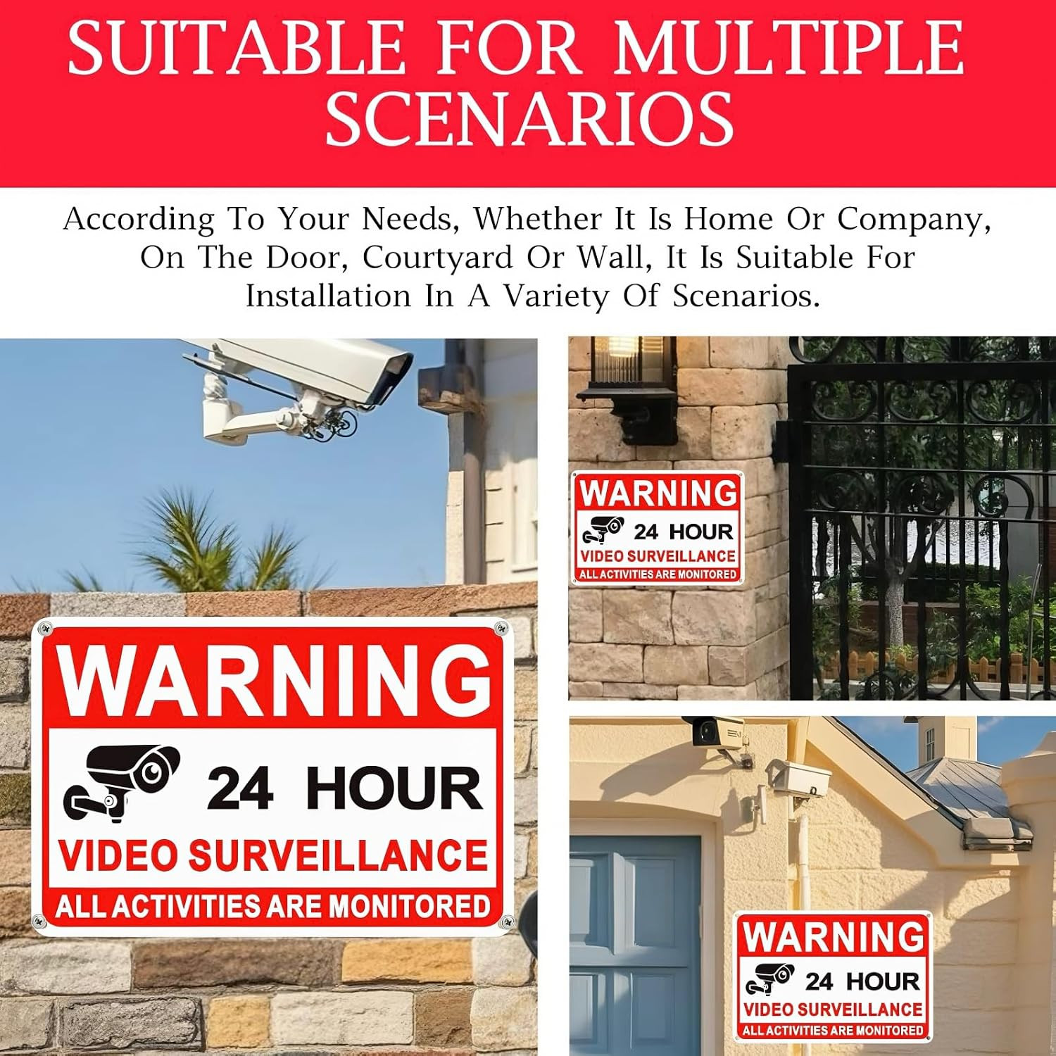 **4 Pack Video Surveillance Signs 8×12″ No Trespassing Metal Security Warning**