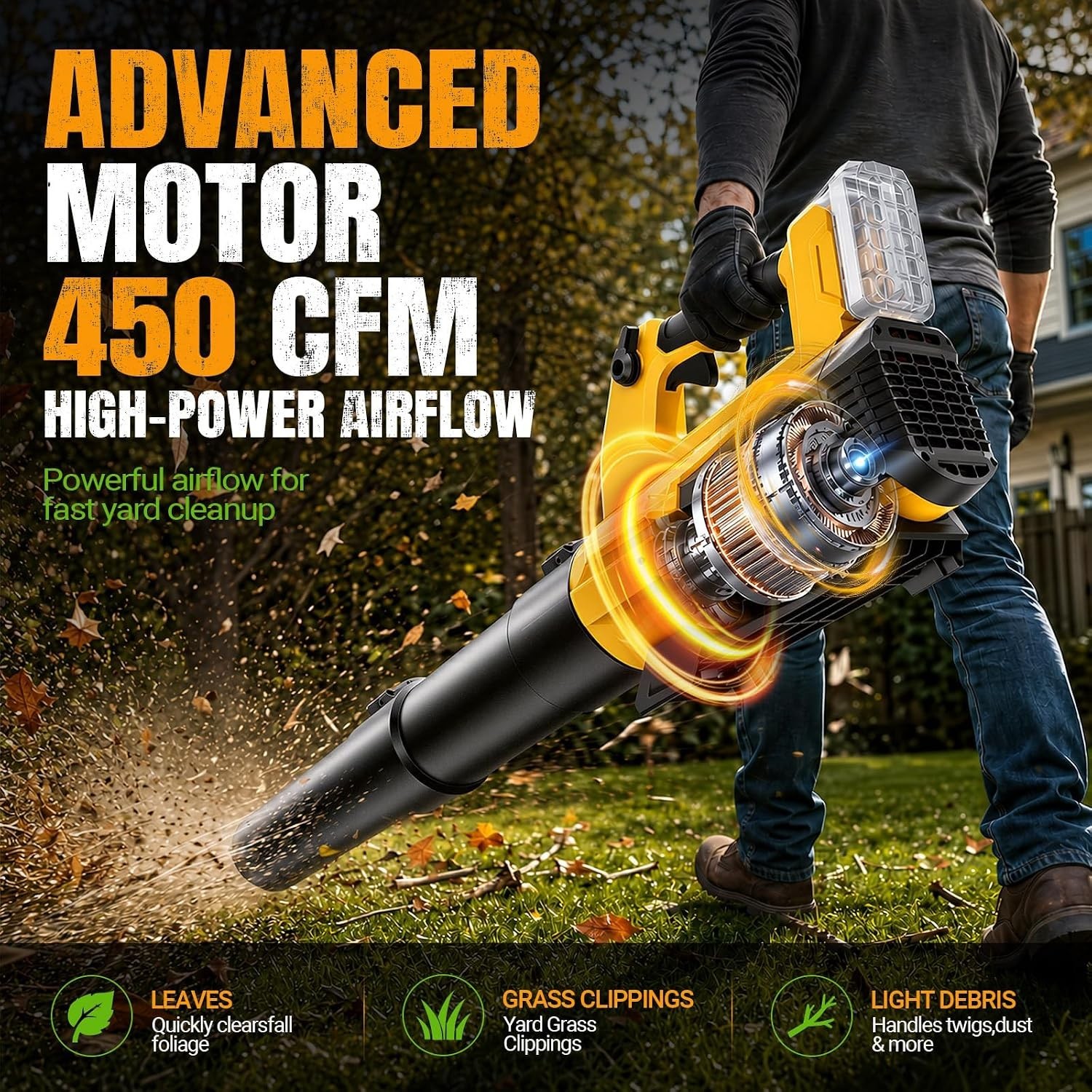 Cordless Leaf Blower for DEWALT 20V MAX Battery, 480 CFM / 130 MPH Brushless Dus