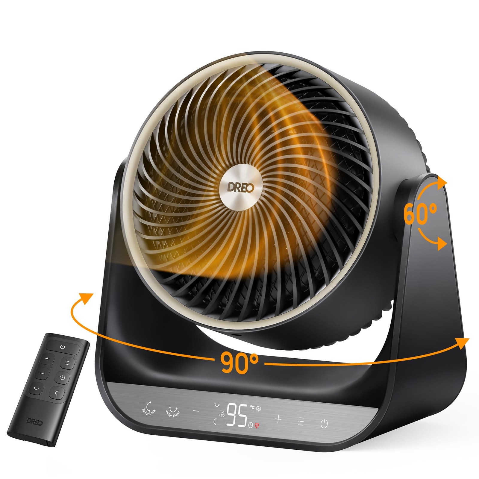 DREO Whole Room Heater 714 60 Vertical 90 Horizontal 124 Inches Black G1N