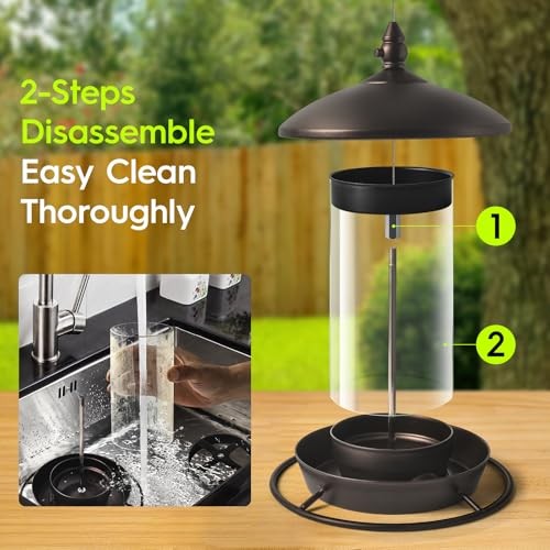 Metal Roof Bird Feeder – Chew Proof for Outdoor Hanging 1pc 1.7lb – Bronze