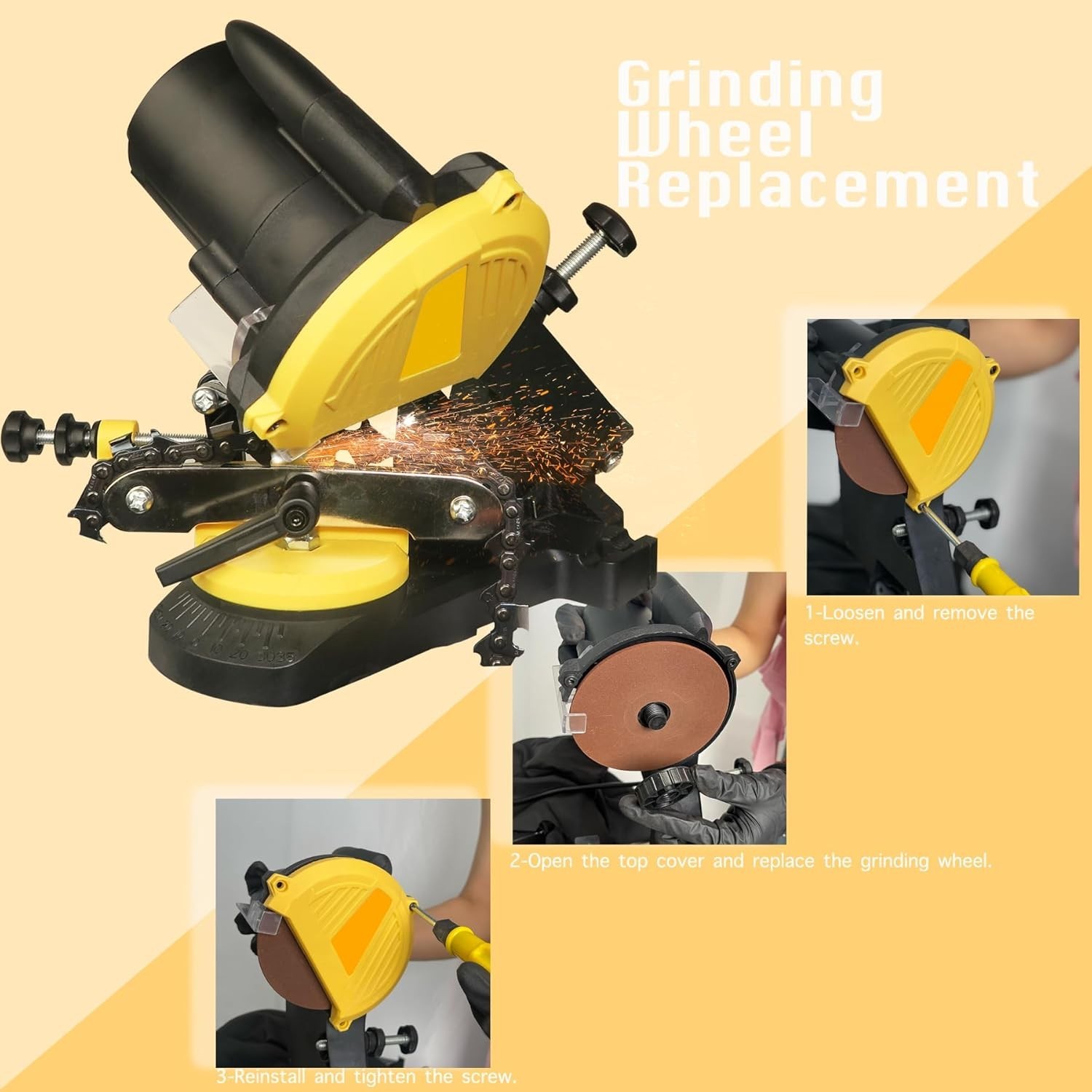 High-Performance Electric Chainsaw Sharpener – 85W Motor, 0-35° Angle Adjustment