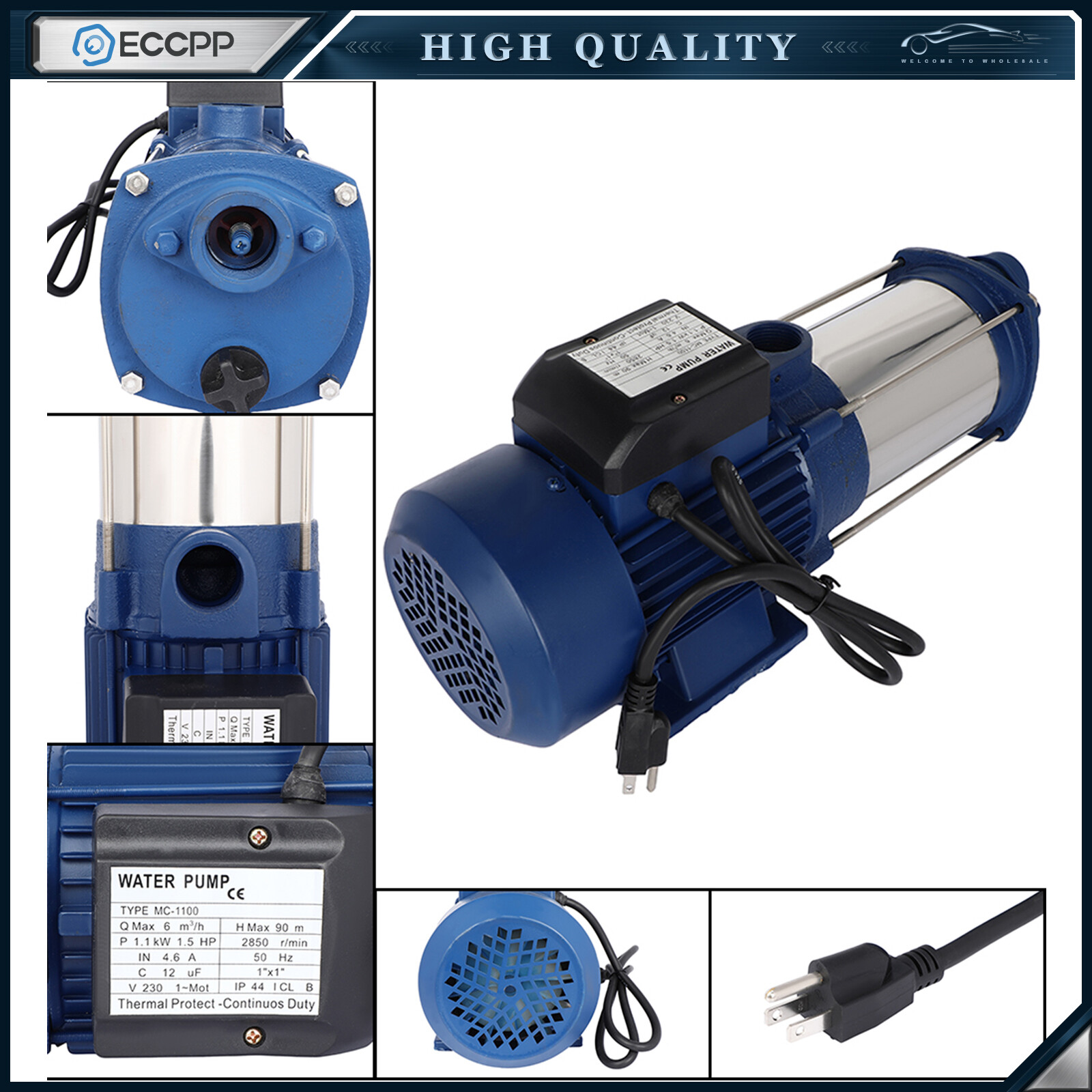 1.5HP 1100W 1″ SHALLOW SELF PRIMING WELL GARDEN SPRINKLER JET WATER PUMP BOOSTER