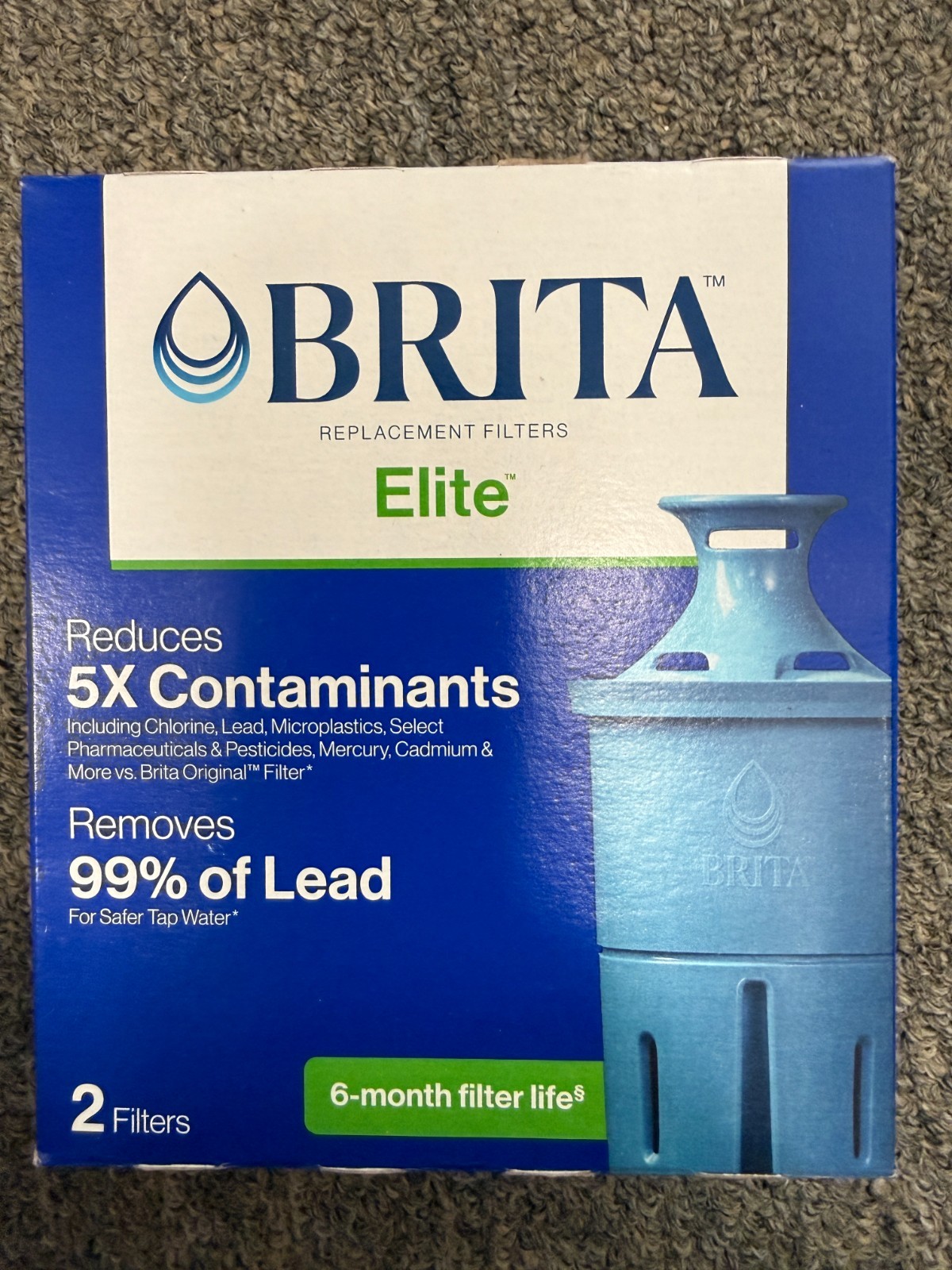 Brita Elite Replacement Water Filter for Pitchers and Dispensers, 2 Pack, Sealed