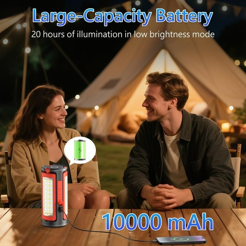 3-Head Rechargeable LED Camping Light 10000mAh, 67″ Adjustable Stand, Tripod