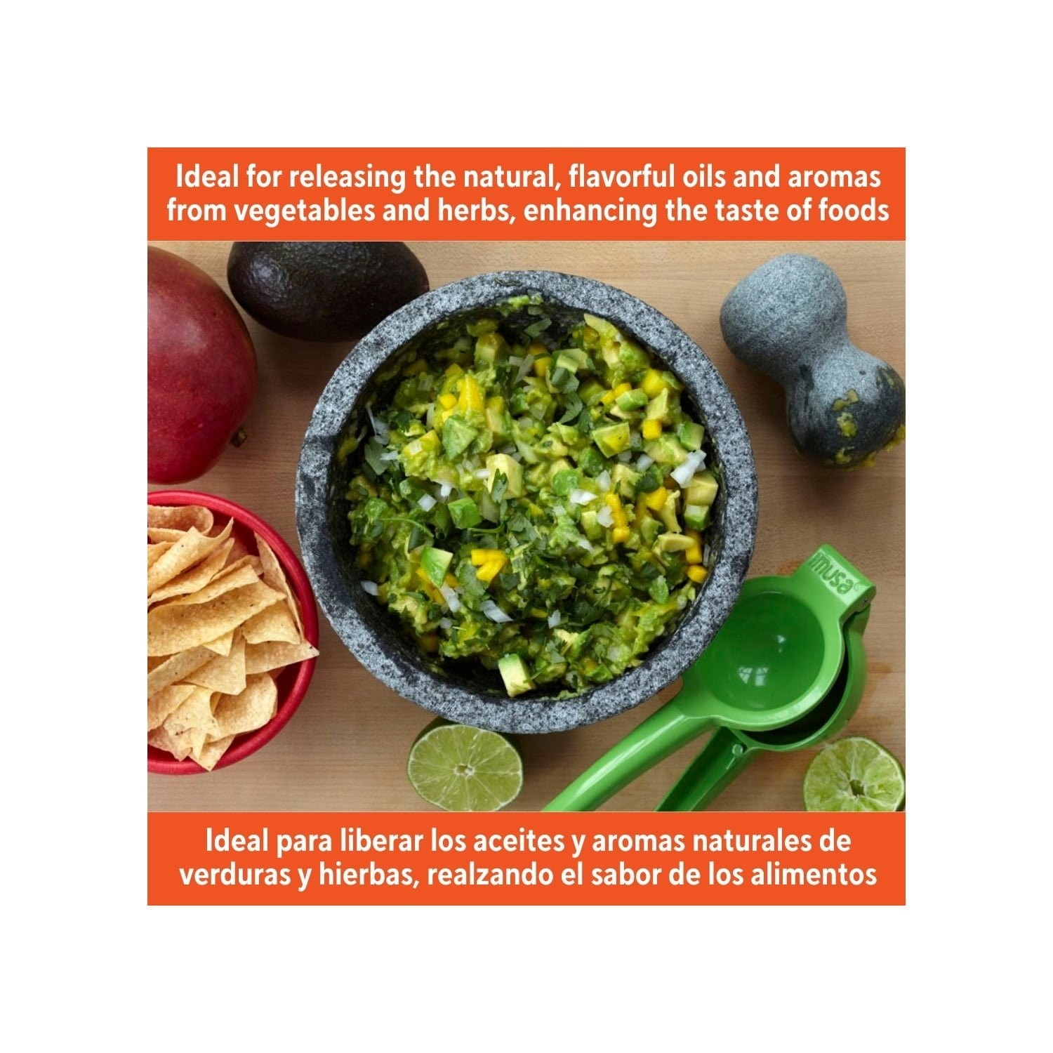 IMUSA 8in Granite Molcajete Authentic Mexican Mortar and Pestle 8-Inch