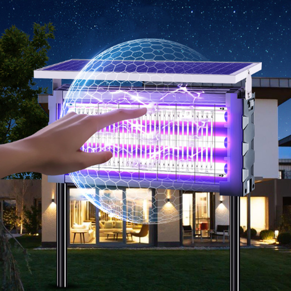 Solar Bug Zapper Outdoor Mosquito Zapper 4500V Waterproof Rechargeable Fly Trap