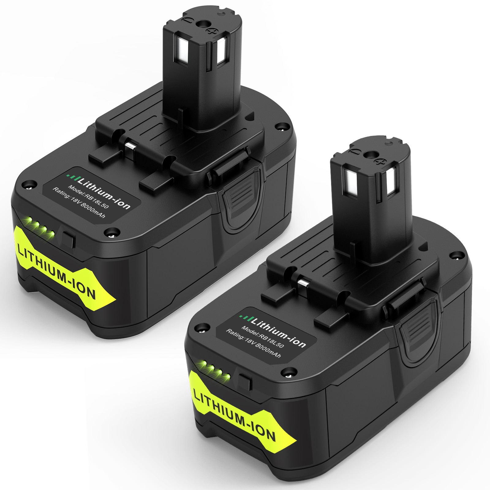 2 Pack 8.0Ah Battery For Ryobi 18V One Plus P108 P107 P106 RB18L50 RB18L60