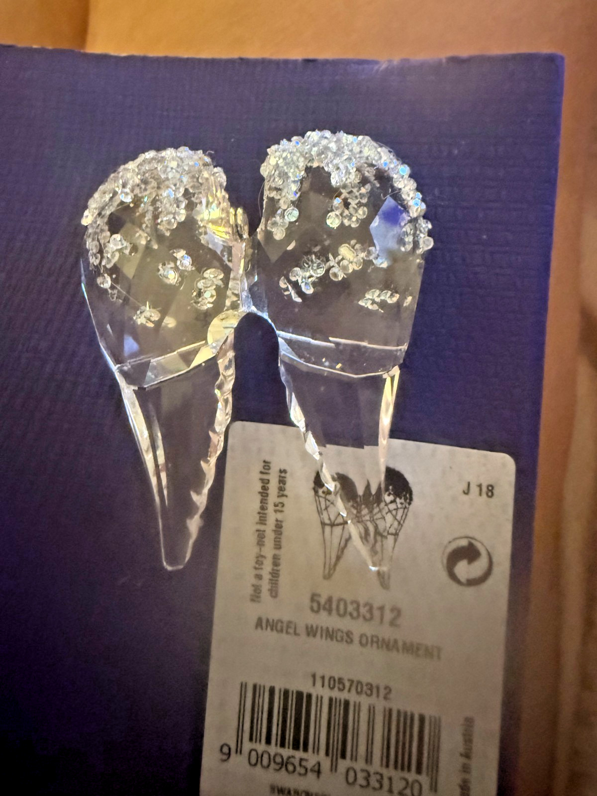 Swarovski Figurine Angel Wings Ornament 5cm. Excellent Condition