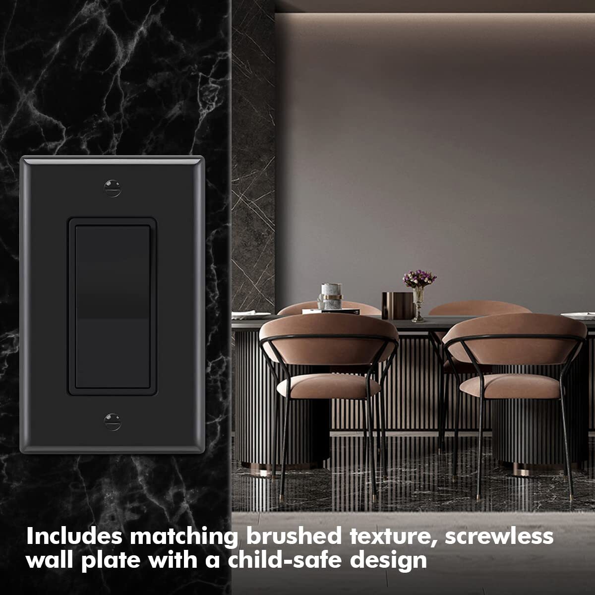 Decorator Paddle Rocker Light Switch ,15A,3 way/Single Pole ,10 Pack,UL Listed