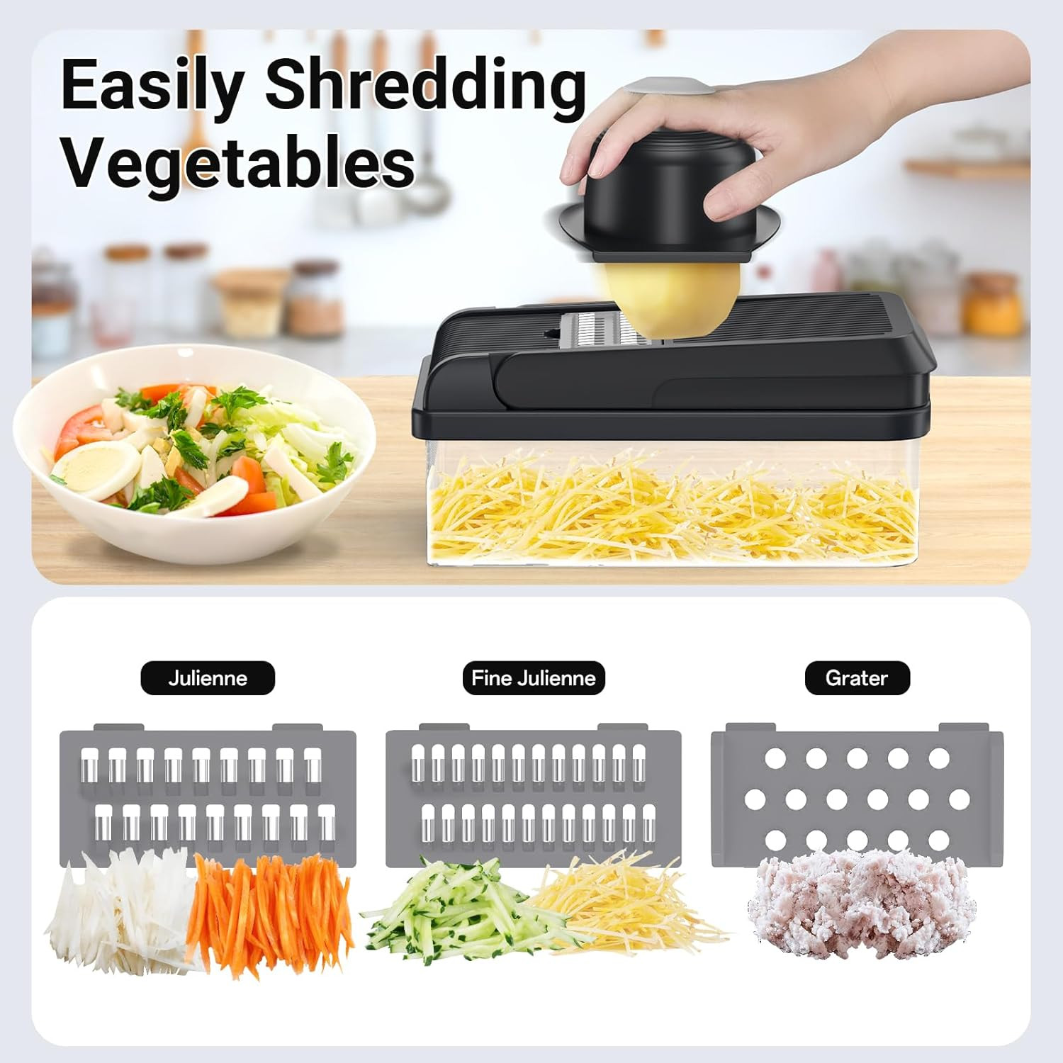 12-in-1 Vegetable Chopper Kitchen Gadget w/ 7 Blades Onion Cutter