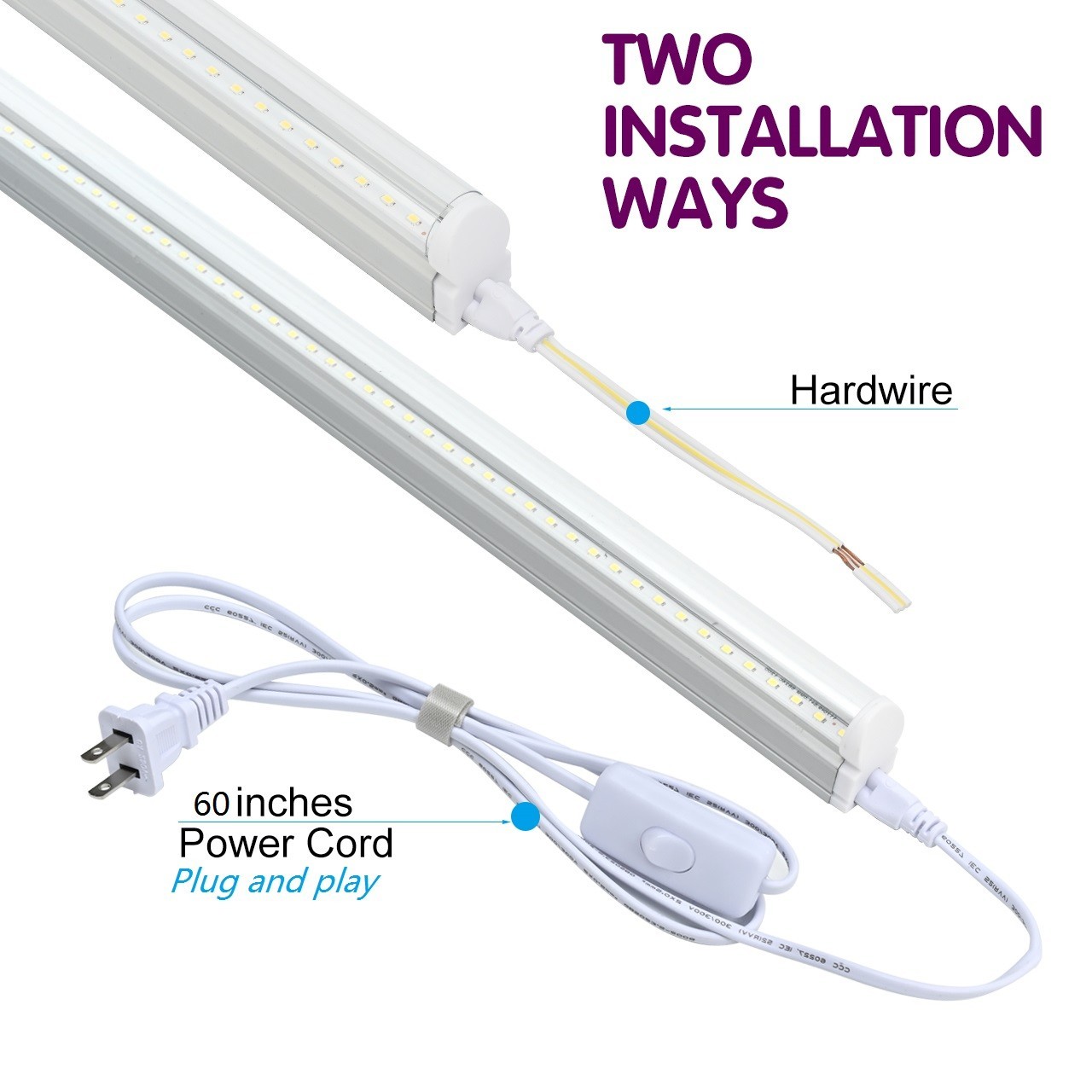 4FT Utility LED Shop Light Linkable T5 Integrated Tube Bulb 20W 6000k with Switc