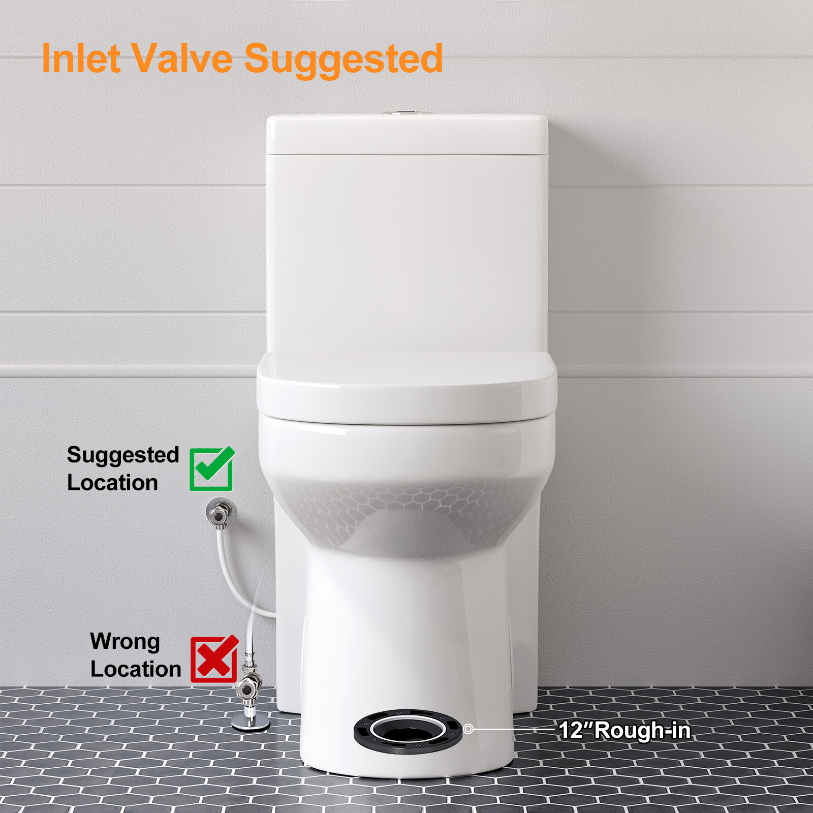 HOROW Small Modern One Piece Toilet Elongated Dual Flush w/ Soft Close Seat