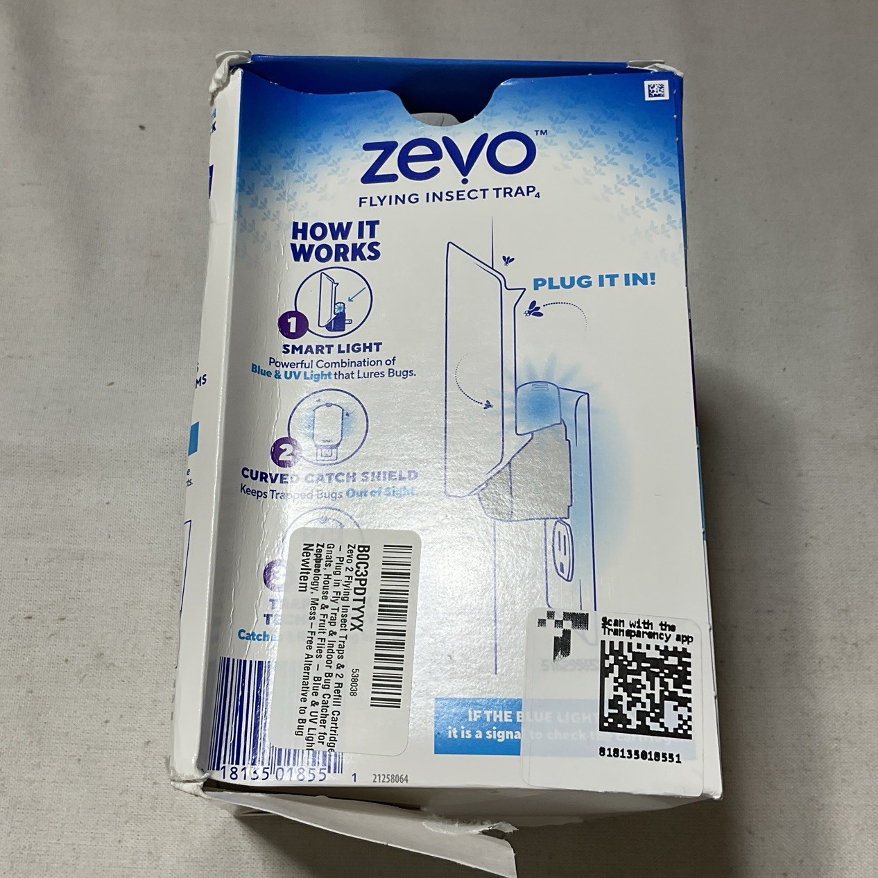 Zevo Plug-In Fly Trap 2 Plug-in Bases + 2 Cartridges UV Light (Dented Boxes) G19