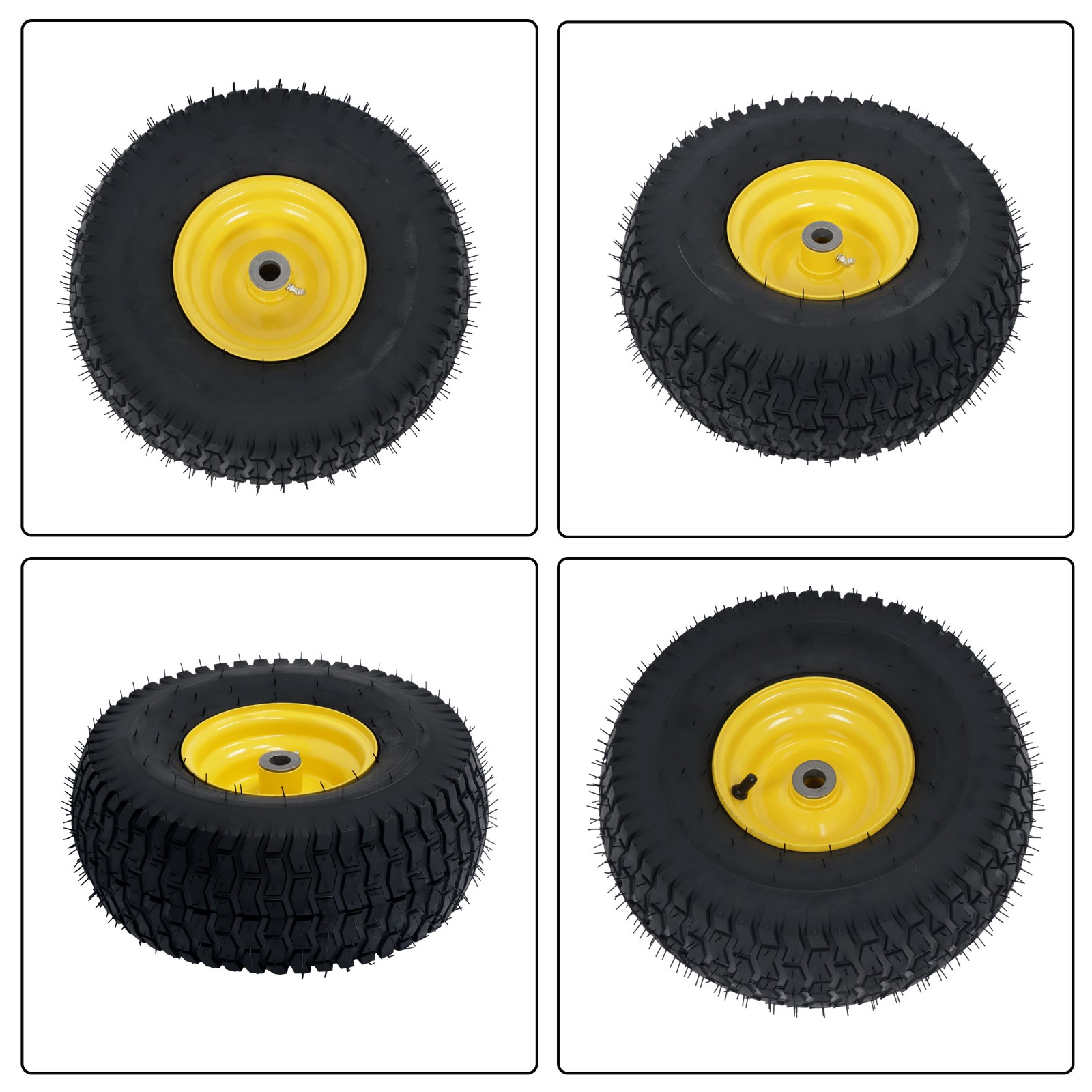 15×6.00-6 Inch Lawn Mower Tire & Wheel 3/4″ Axle, 3″ Hub Inflated Tires 2-Pack
