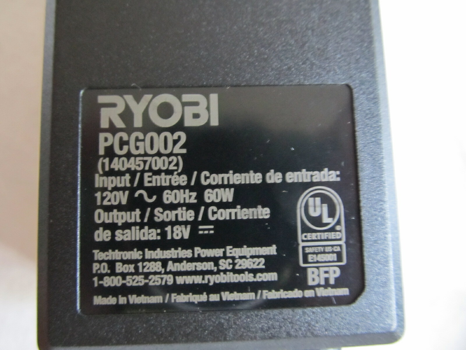 Ryobi Battery Charger OEM PCG002 Authentic 18V ONE+ Li-Ion ORIGINAL