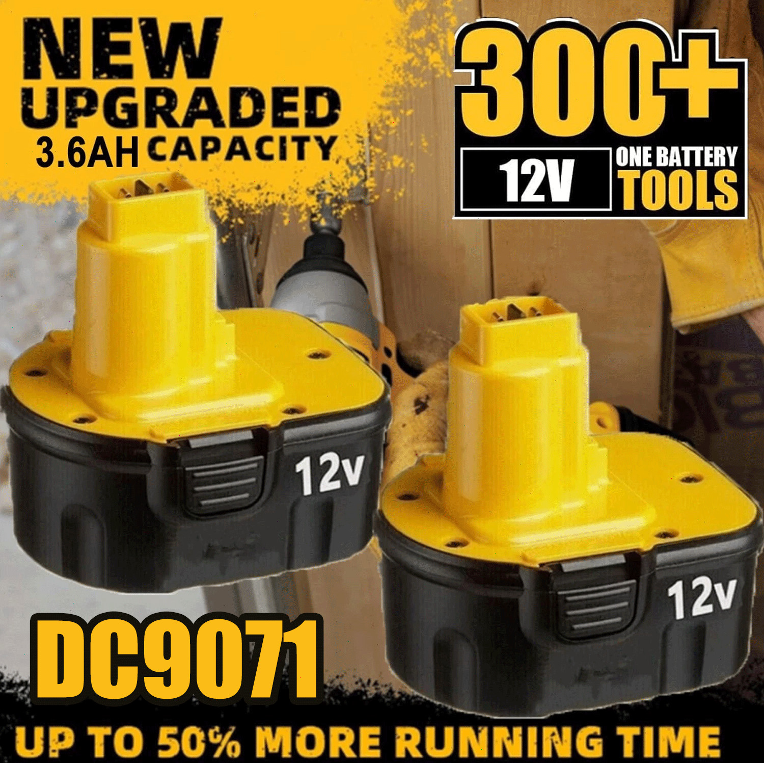 2Packs For DEWALT 12V 3.6Ah Battery XRP DC9071 DW9071 DW9072 DW953 DW965 DW972