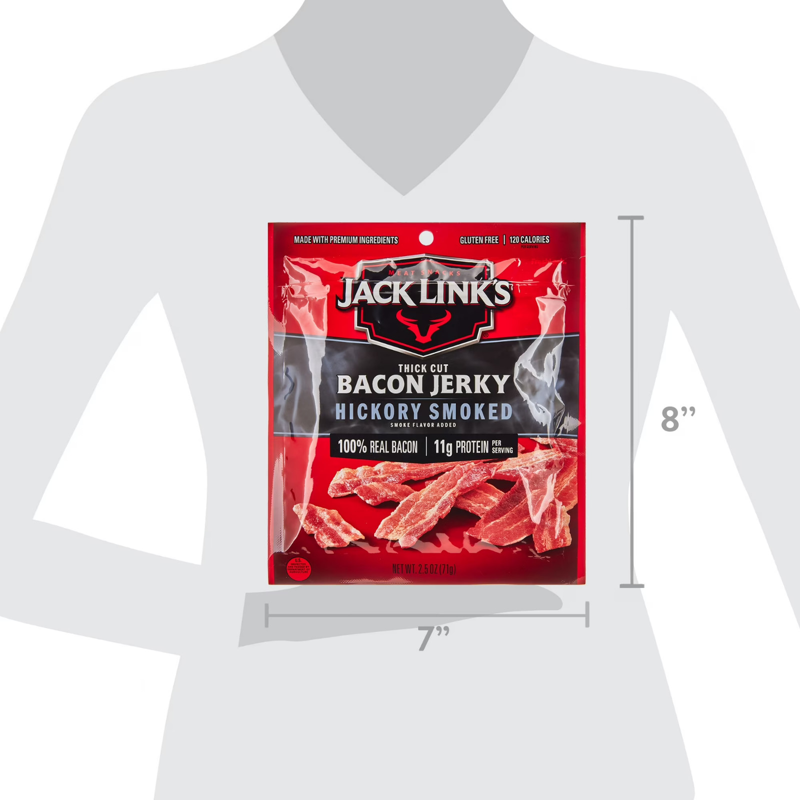 Jack Link’S Bacon Jerky Hickory smoked 2.5 oz bag-Flavorful Ready to Eat Meat…