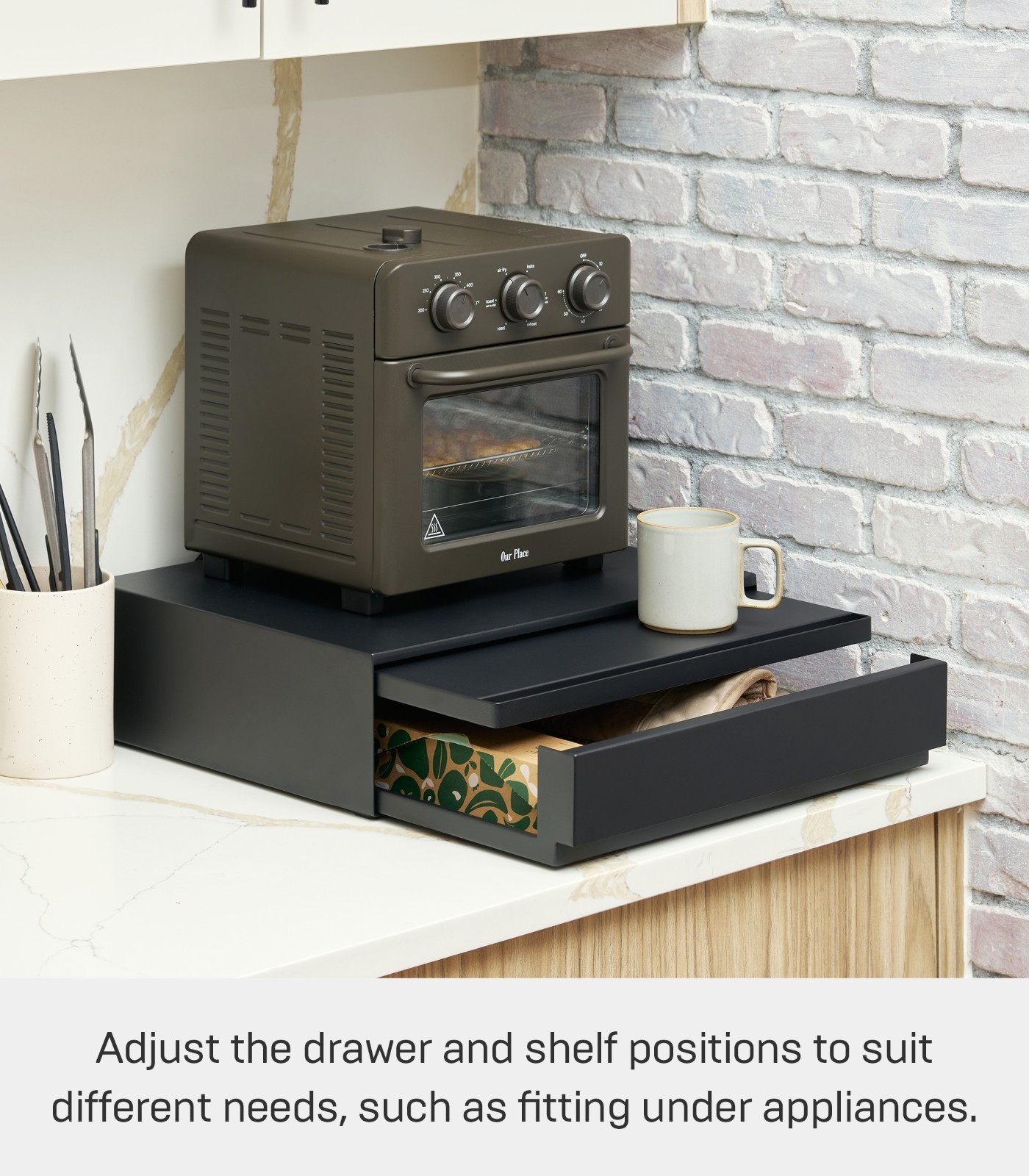 Yamazaki Home TOWER Kitchen Countertop Organizer Appliance Stand with Drawer