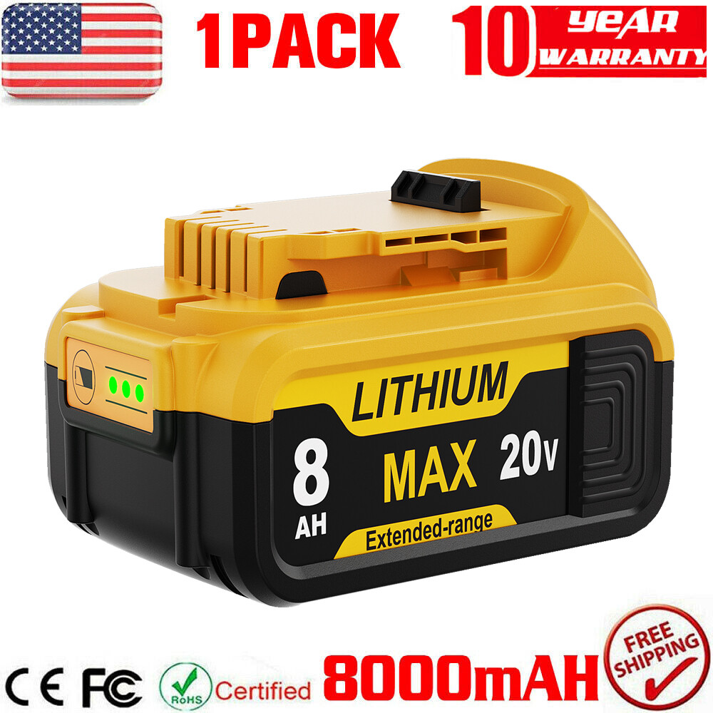 10～1 Pack For DeWalt 20V 20 Volt Max 8.0AH Lithium Ion Battery DCB206-2 DCB205-2