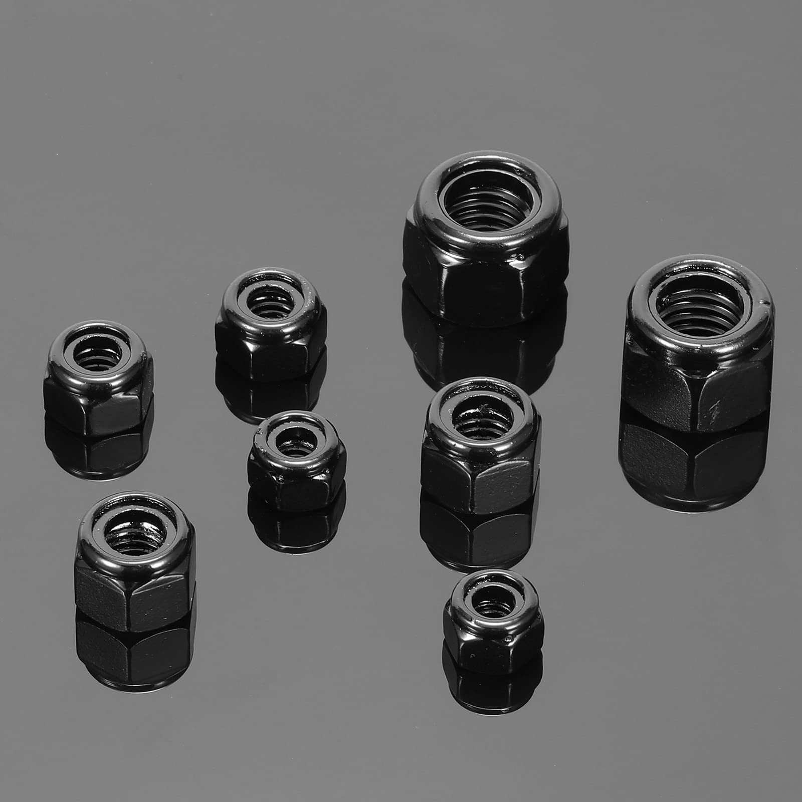 1/2-13 Nylon Insert Hex Lock Nuts 100Pcs 304 Stainless Steel 1/2-13, Black