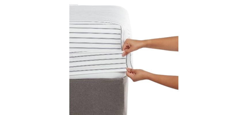 California King 400 Thread Count Performance Fitted Sheet Navy Stripe –