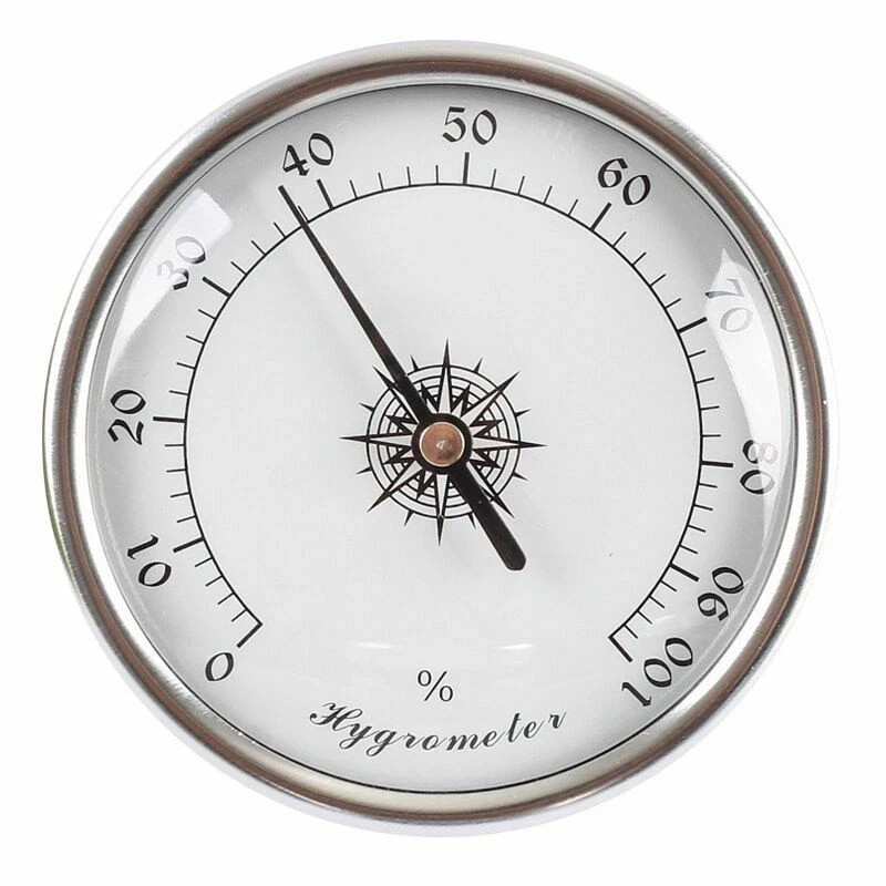 Premium Analog Hygrometer – All-Steel Silver Precision Humidity Gauge –1 Year W/