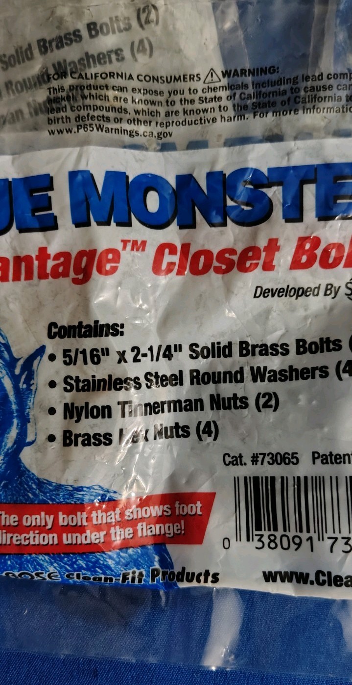 BLUE MONSTER Advantage Closet Bolts Kit 5/16 x 2-1/4 Solid Brass w/Nuts 10 packs