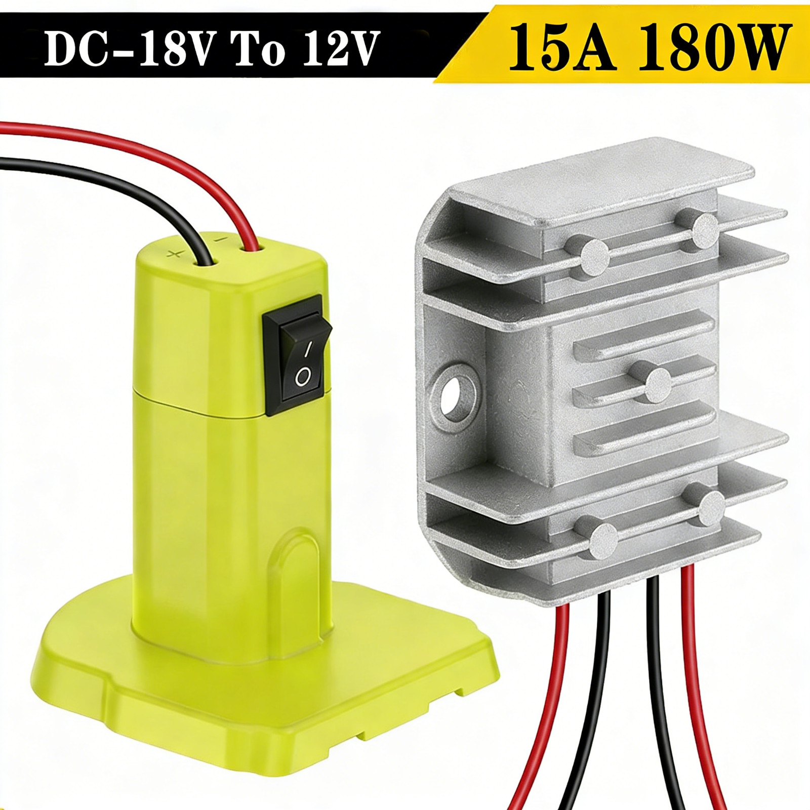 18V to 12V Step Down Voltage Regulator Adapter For Ryobi 18V Lithium Batteries
