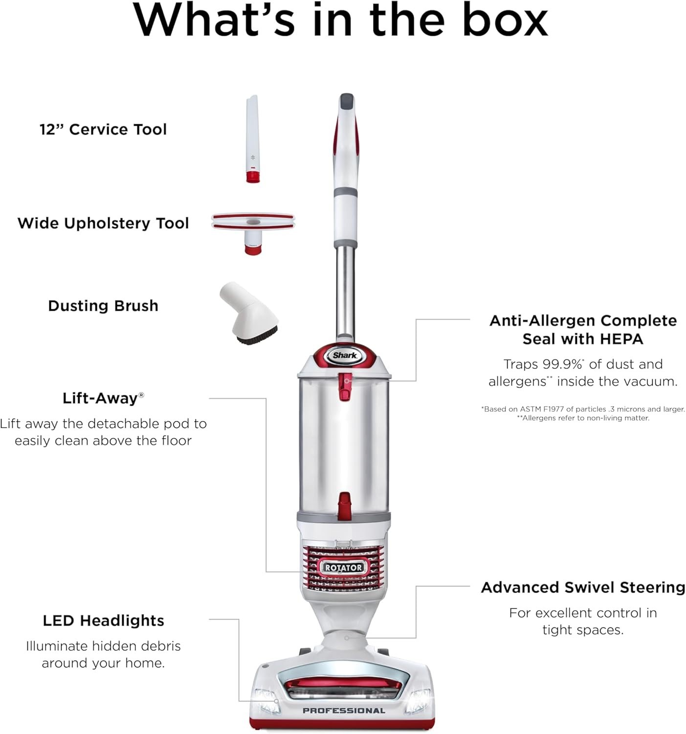 Shark Rotator Professional Lift-Away NV501 Bagless Upright Vacuum Cleaner – Red