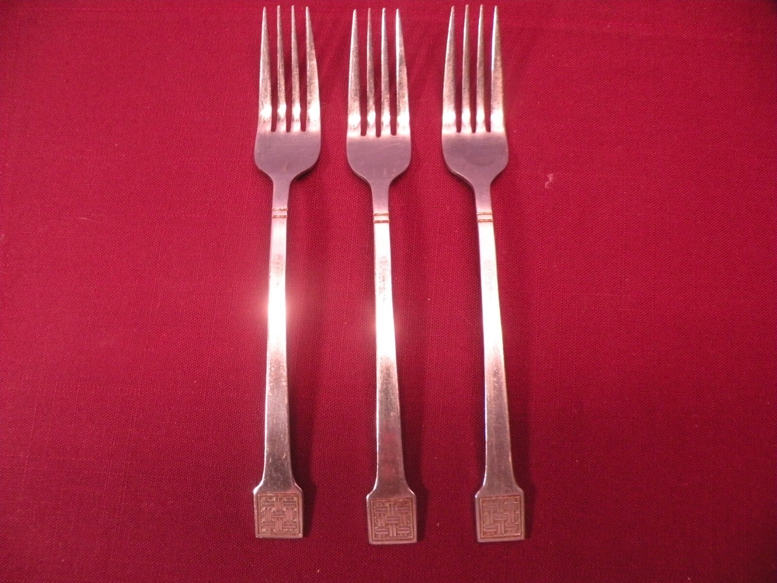 Set Of 3 Stainless Oxford Hall Basketville Dinner Forks 7.5 In.