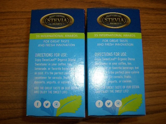 2 Boxes Sweet Leaf Organic Stevia Sweetener 70 Packets in each box Exp 4/29/2028