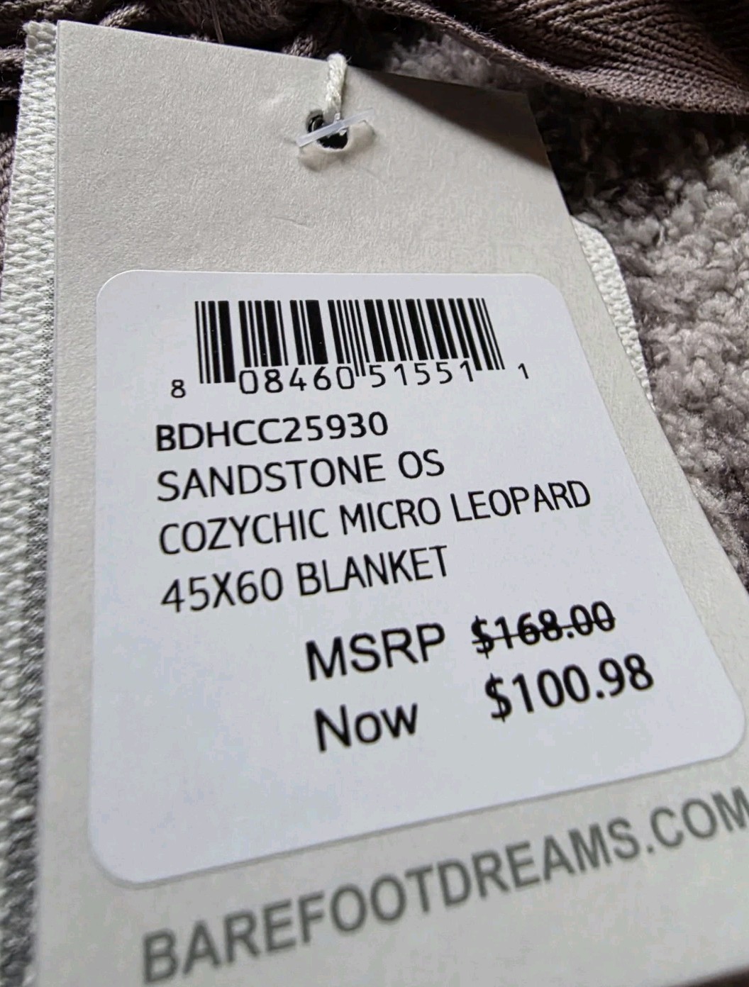 Barefoot Dreams CC Micro Leopard Sandstone Throw 45×60 NWT MSRP $168 ONLY $65