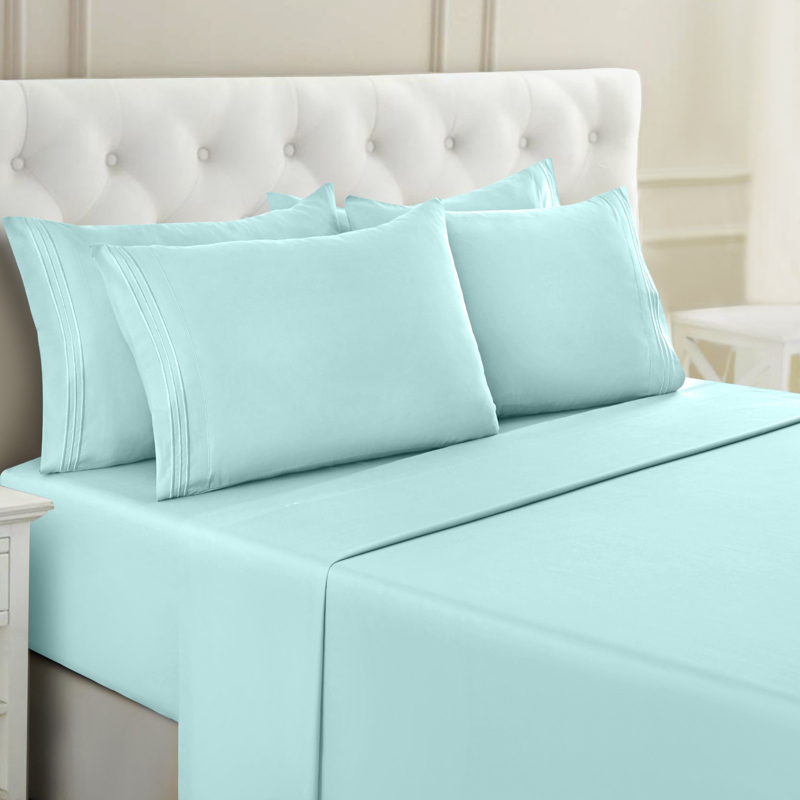 1800 Series 6 Piece Bed Sheet Set Soft Deep Pocket Twin King Queen Full Sheets