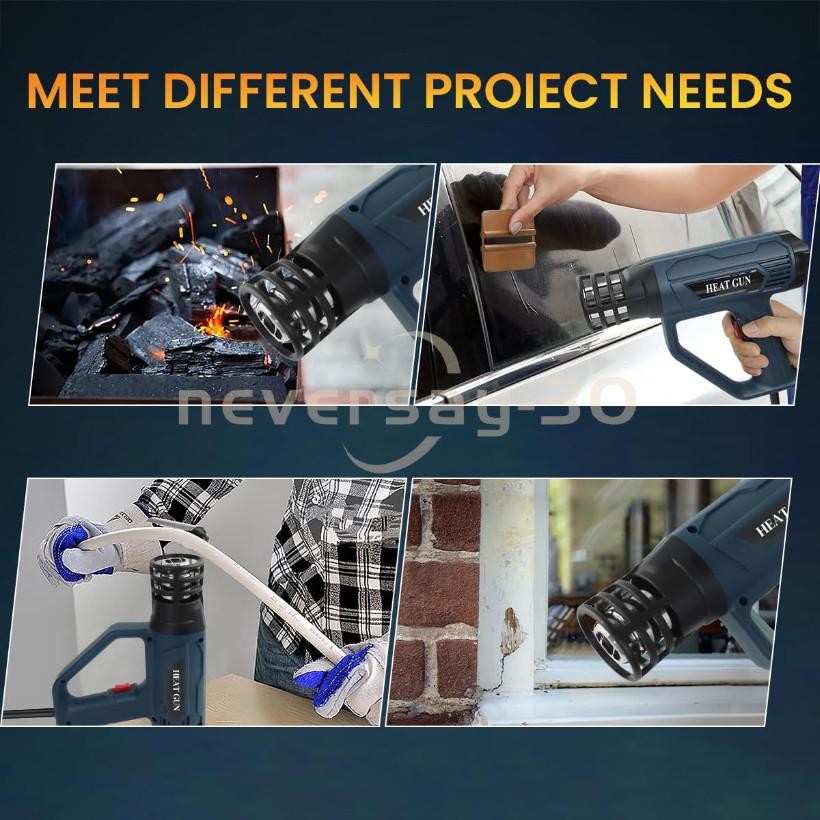 2500W Heat Gun Electric Hot Air Gun Dual Temperature Power Heater 4 Nozzles Tool