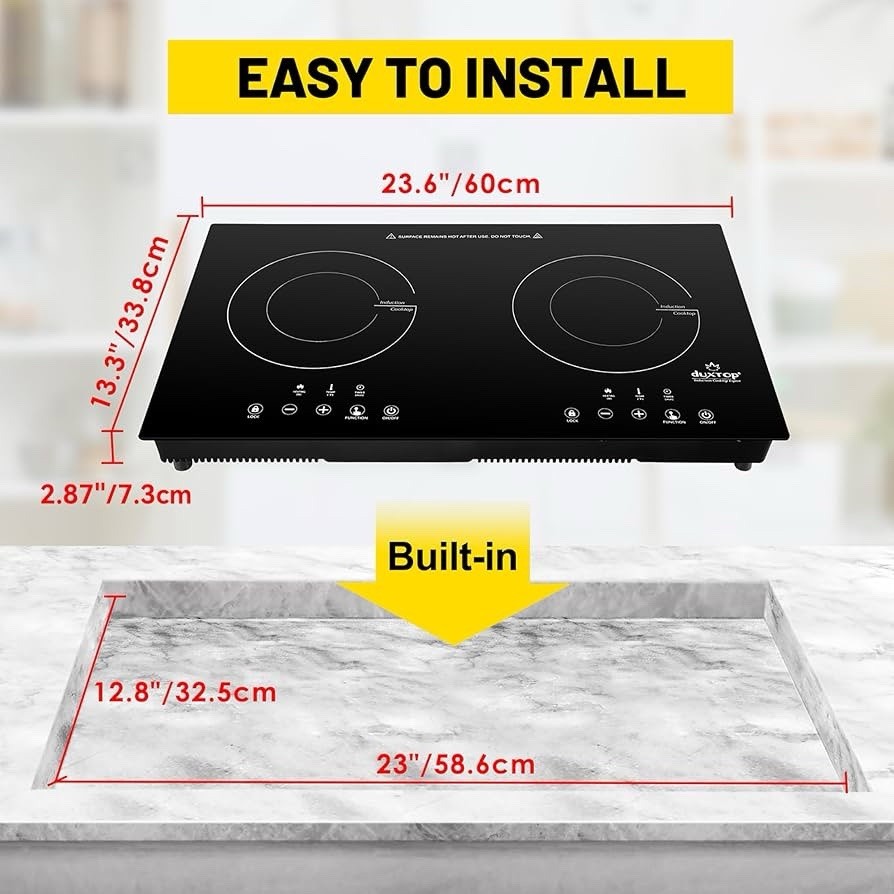 Duxtop 1800W Induction Cooktop 2 Burner Portable Touch Control Timer