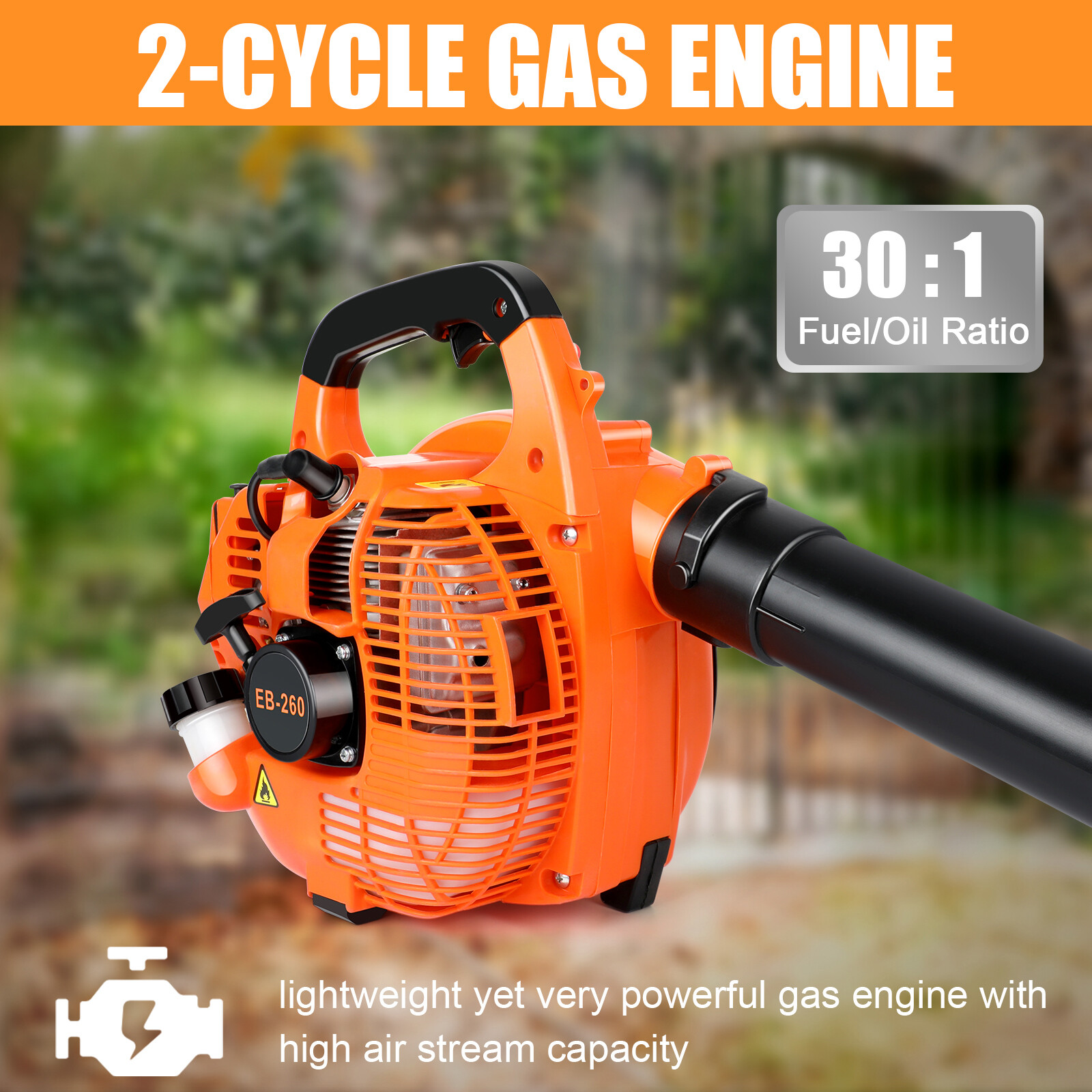 Handheld 2-Stroke Leaf Blower Gas Powered Commercial Heavy Duty Grass Yard