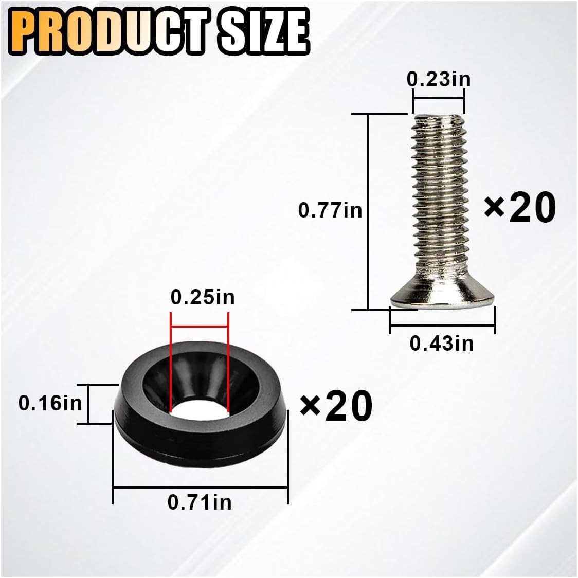 20PCS Aluminum Bumper Fender Washer Stainless Steel Bolts, Engine Bay Dress Up F