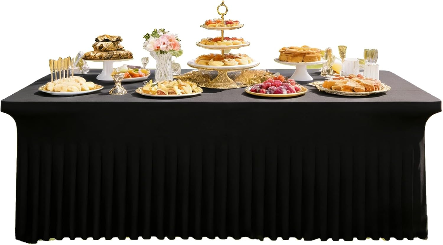 6FT Rectangular Spandex Table Cover Stretch Fitted Tablecloth for Vendor Wedding