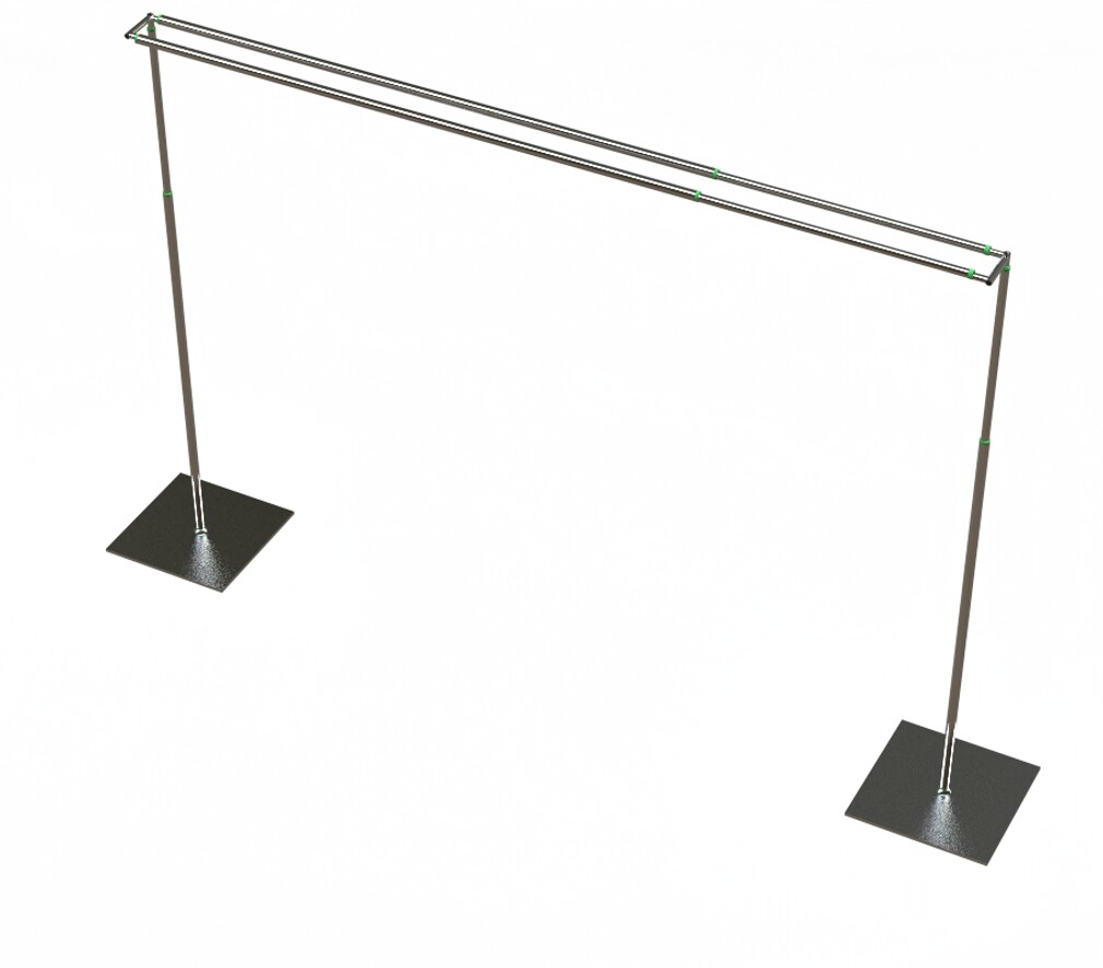 DOUBLE CROSS BAR ADJUSTABLE QUICK BACKDROP KIT 10 FT x 10 FT PIPE WITHOUT DRAPE