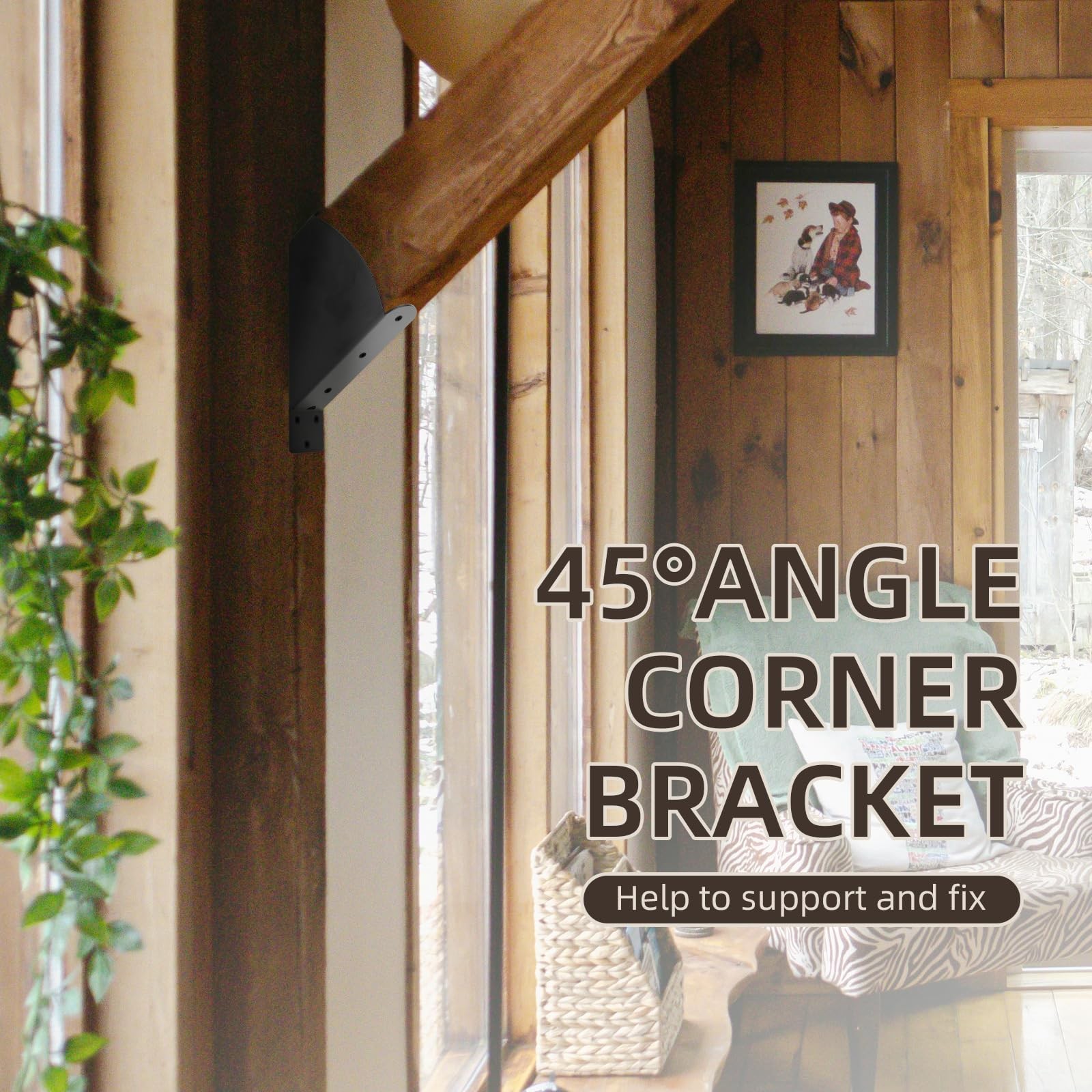 4 PCS 45-Degree Angle Pergola Brackets for 2×4 Wood Posts Heavy Duty Brace