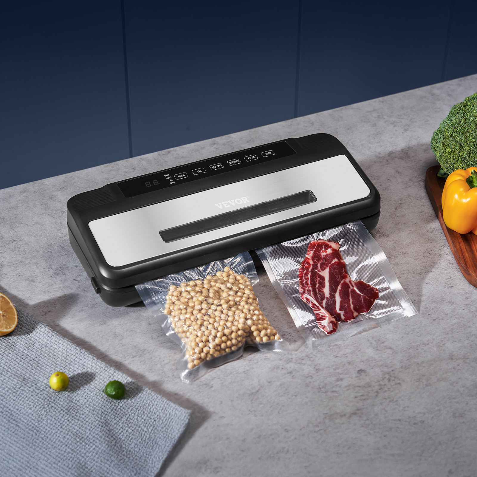 VEVOR 7-in-1 Vacuum Sealer Machine Fast-Compact Automatic Food Saver Bags & Roll
