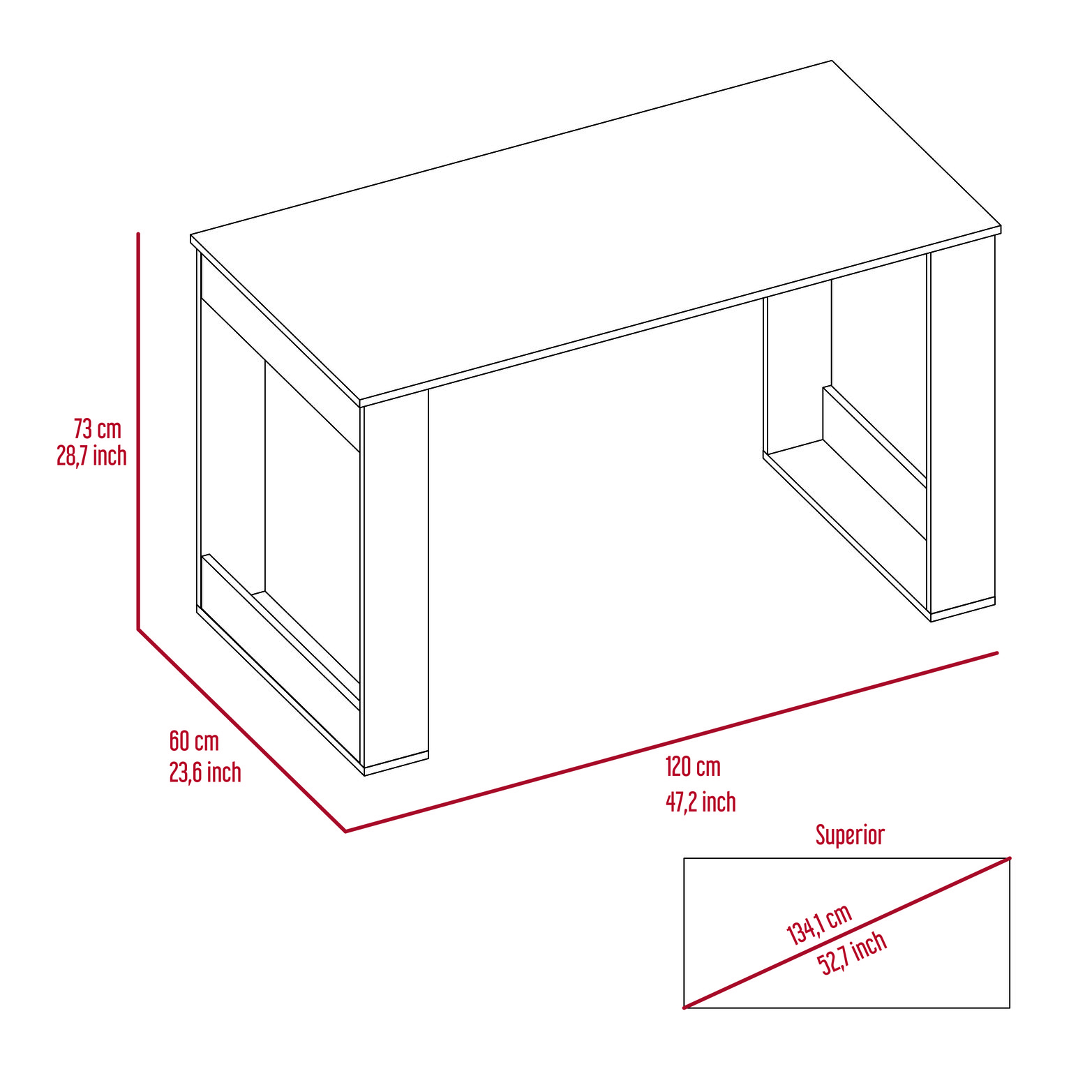 Aurora Writing Computer Desk, Home Office Study Table Workstation
