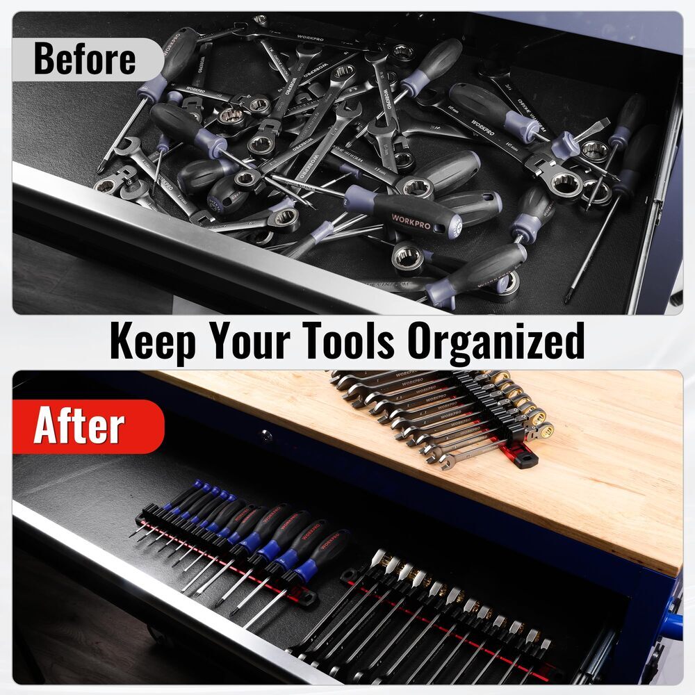 WORKPRO Magnetic Screwdriver Organizer Wrench Organizer 3PC Aluminum Tool Holder