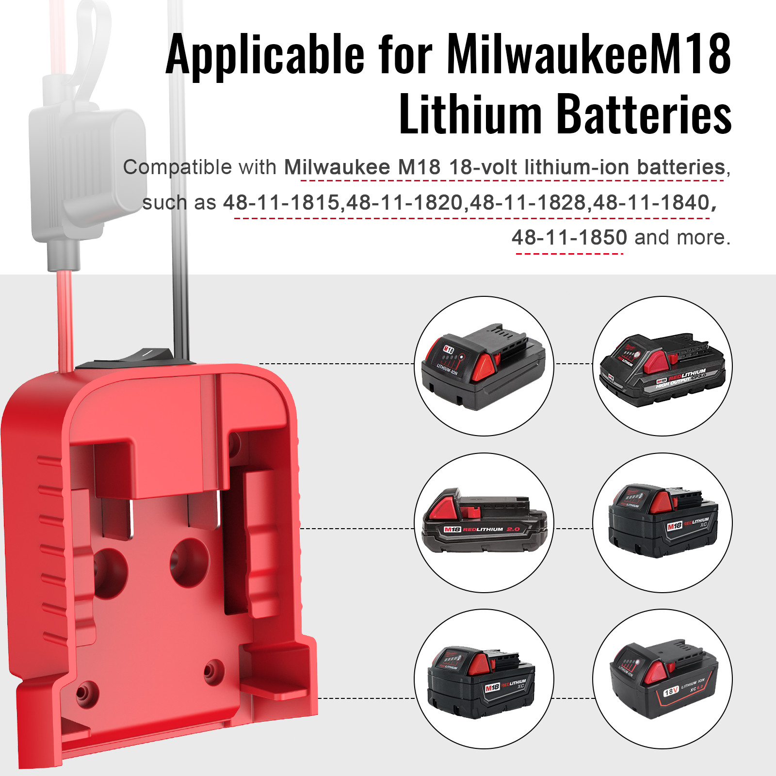 2 Pcs Power Wheel Adapter Compatible With Milwaukee 18V Battery for DIY RC Car
