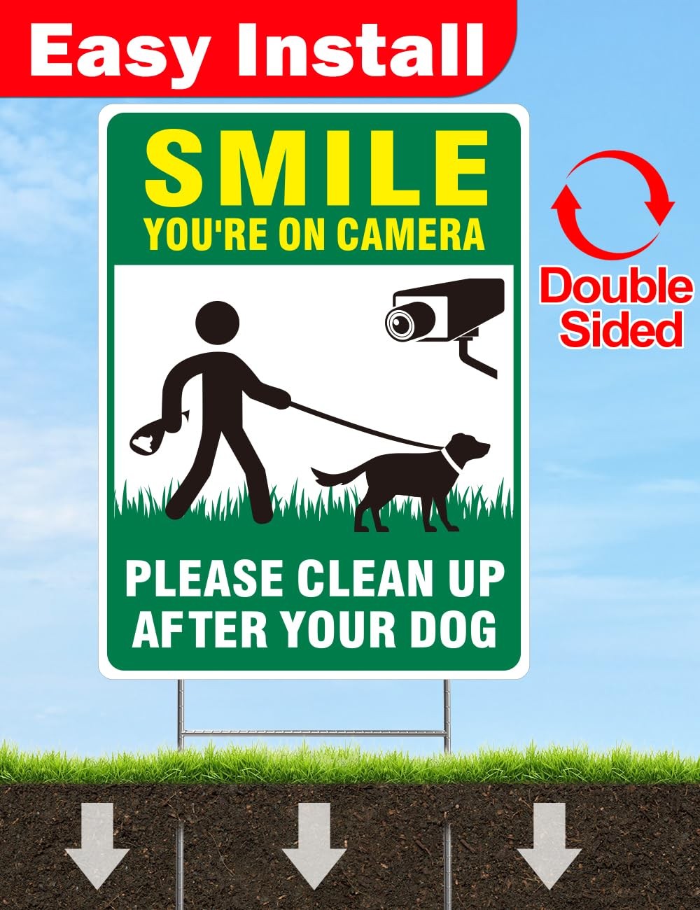 Clean UP After Your Dog Signs, 2-Pack 13″x10″ Double-Sided Pick Up After Your Do