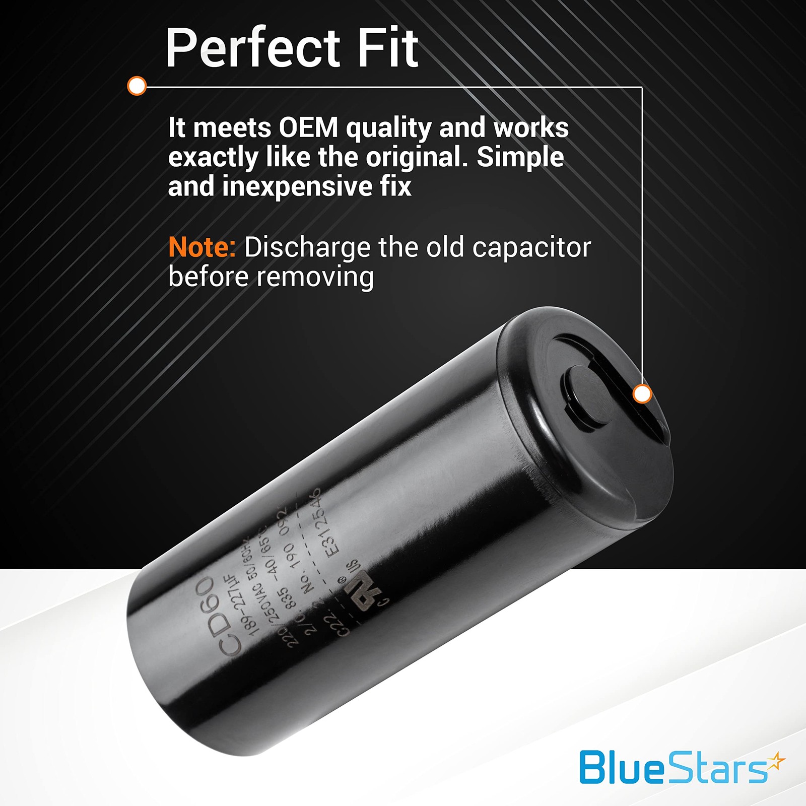 [UL Listed] BlueStars 189-227 uF MFD 220-250 VAC Volts Round Start Capacitor…